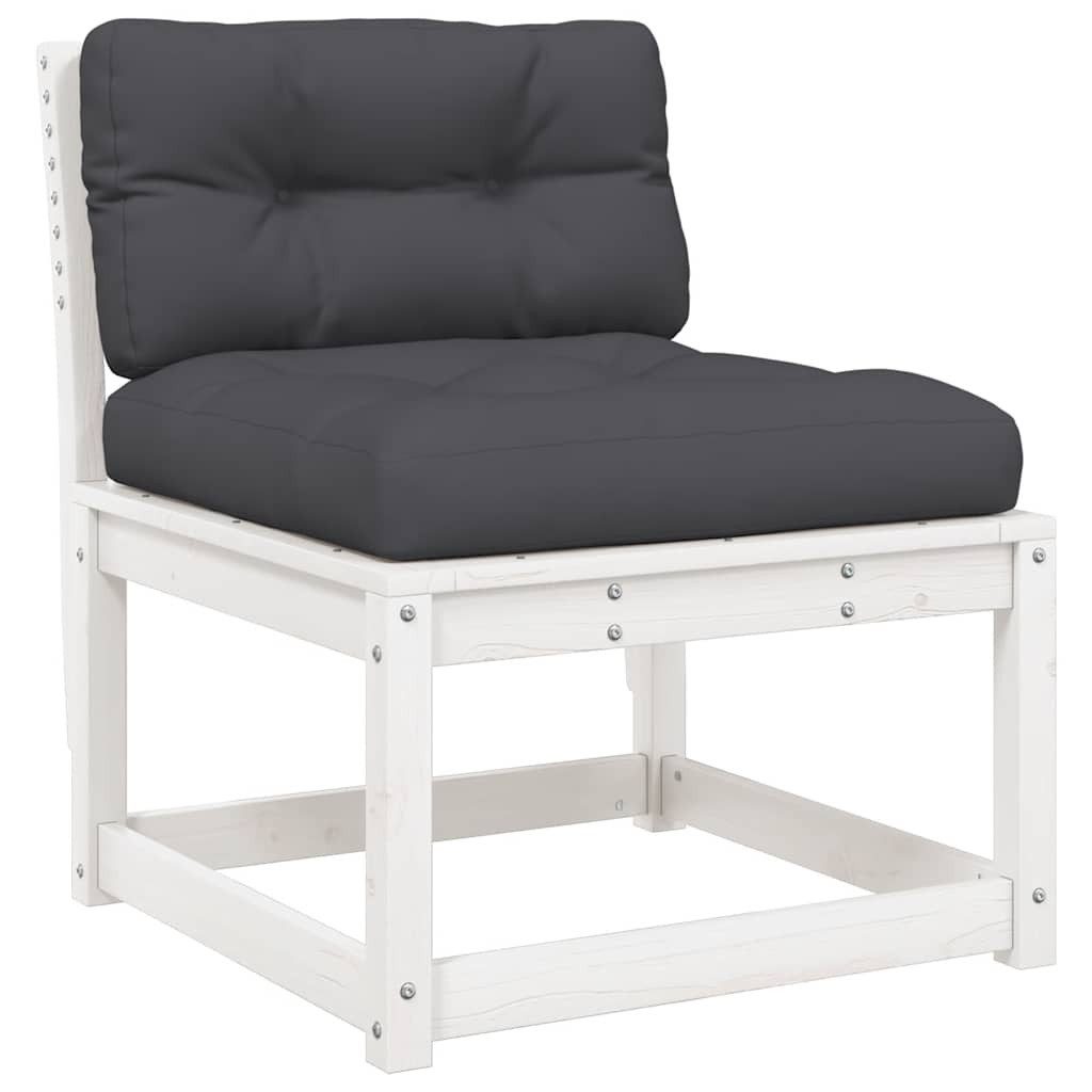 furnicato Garten-Essgruppe Garten-Sofagarnitur Weiß 73x73x78 cm aus massivem Kiefernholz, (1-tlg), Modulare Sitzgruppe mit Latten-Design und dicken Polsterkissen