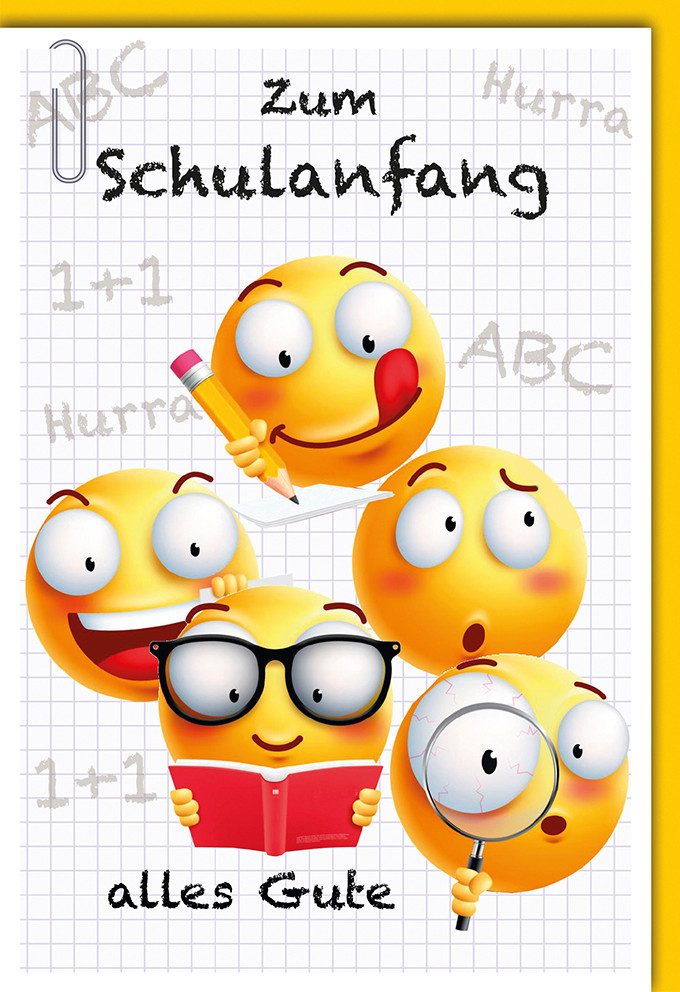 Verlag Dominique Grußkarten Schulanfang - Karte mit Umschlag - Smileys