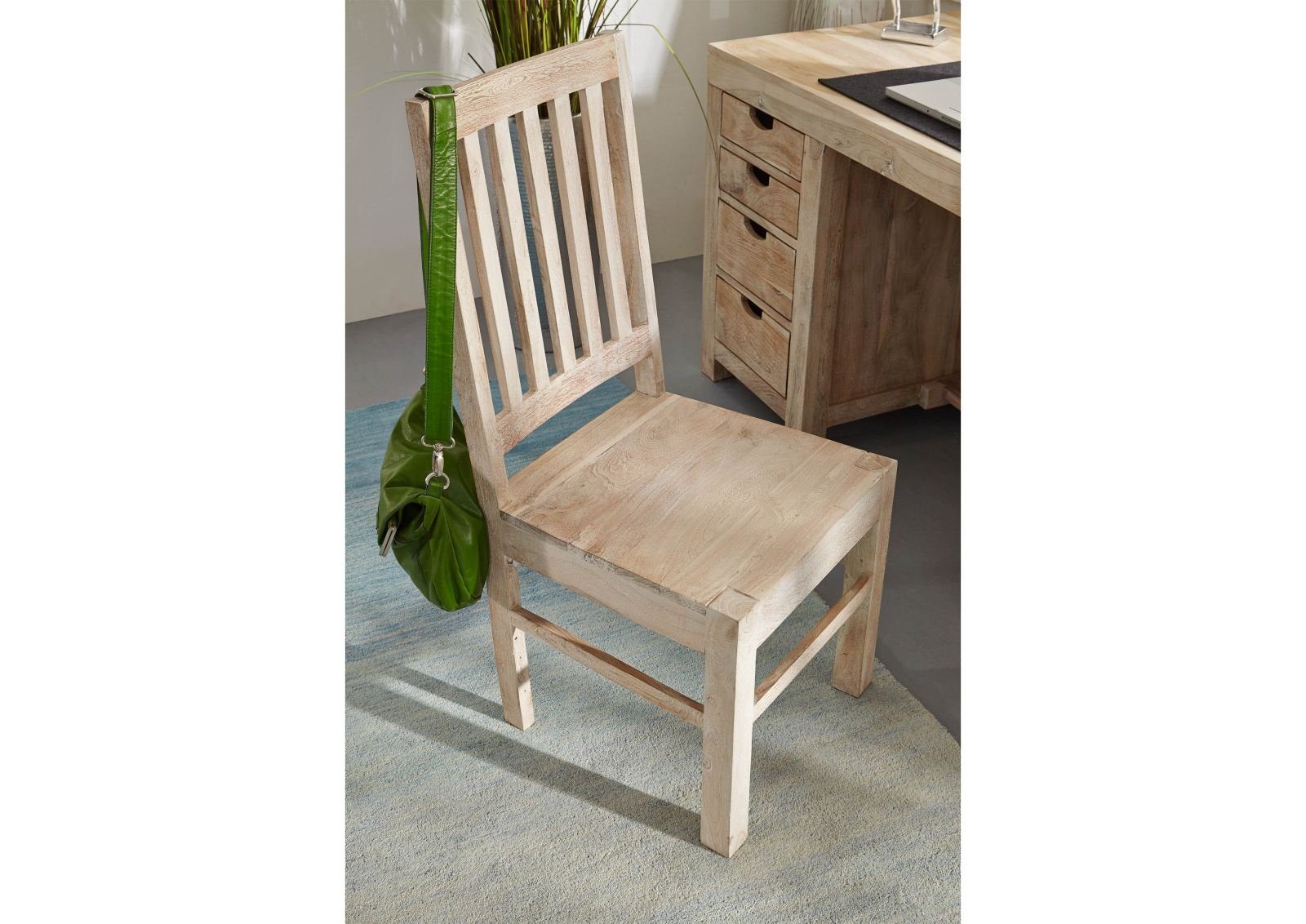 Massivmoebel24 Holzstuhl NATURE WHITE günstig online kaufen