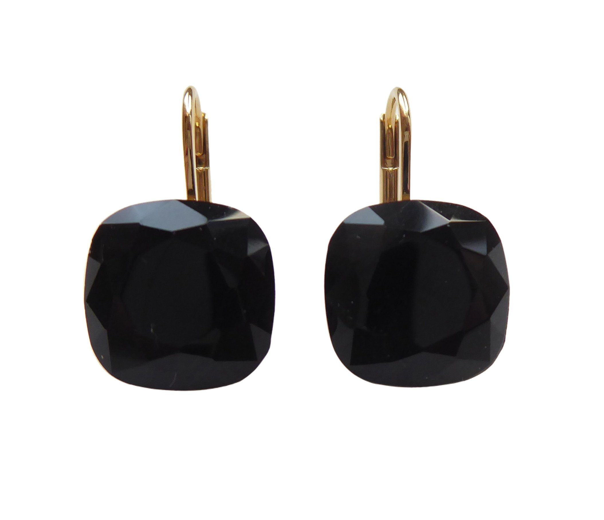 Mugello Paar Ohrhänger Romy schwarz vergoldet Basic-Ohrringe klassisch