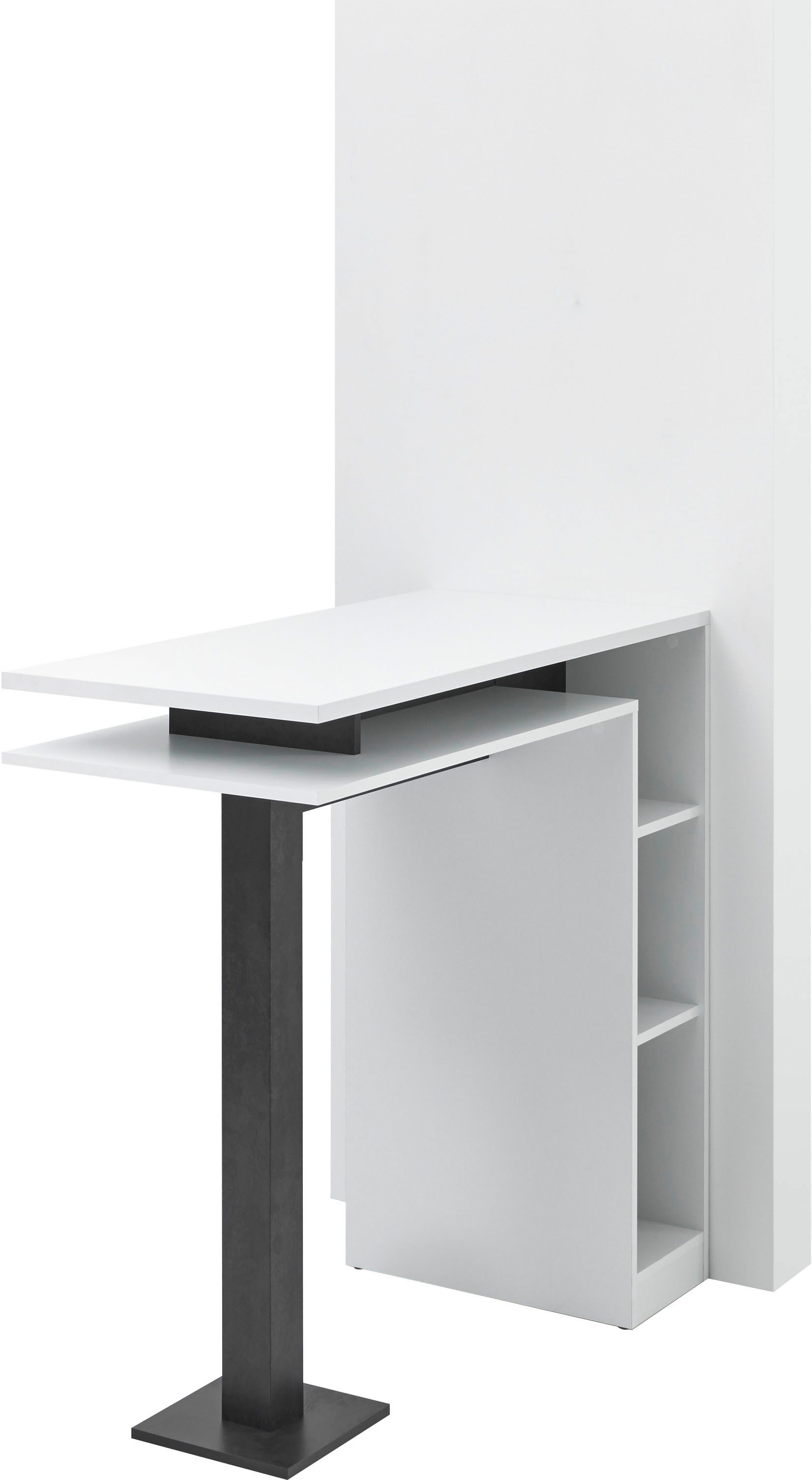 Stolkom Sp.z.o.o. Bartisch Bay, weiß, Tisch mit Ablagefächer