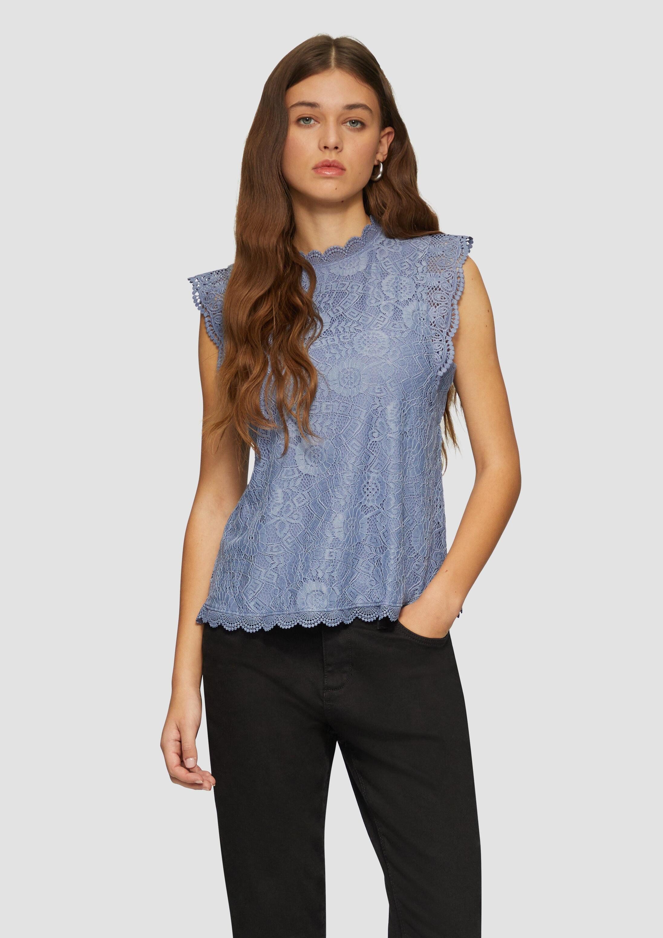 QS Blusentop Bluse Blusentop aus Spitze