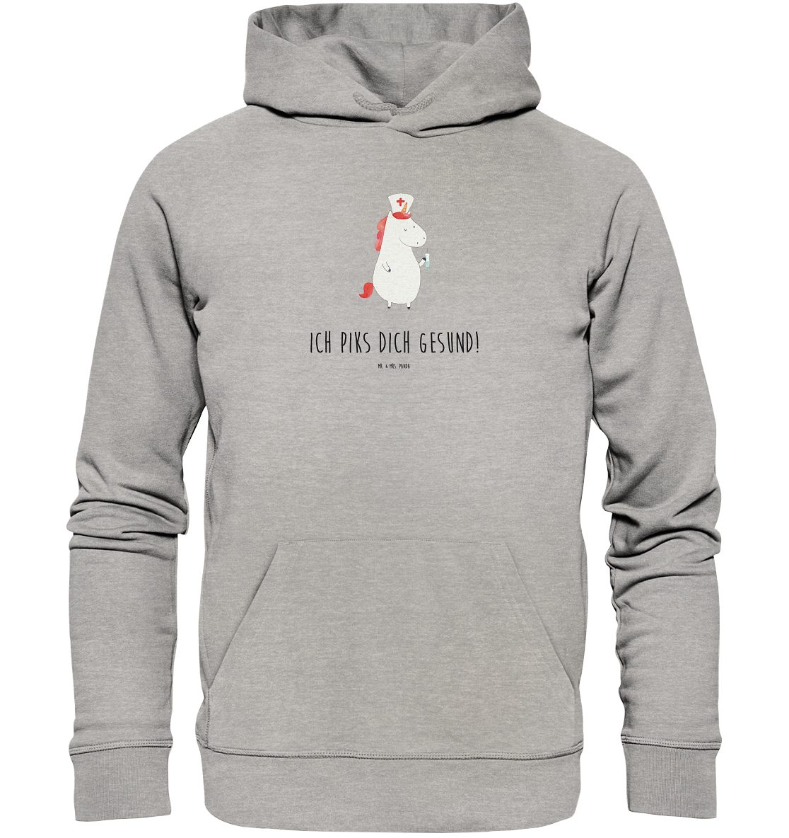 MR. & MRS. PANDA Hoodie Größe XXL Einhorn Krankenschwester - Heather Grey - Geschenk, Öko-Hoo (1-tlg) Flauschig weich mehr