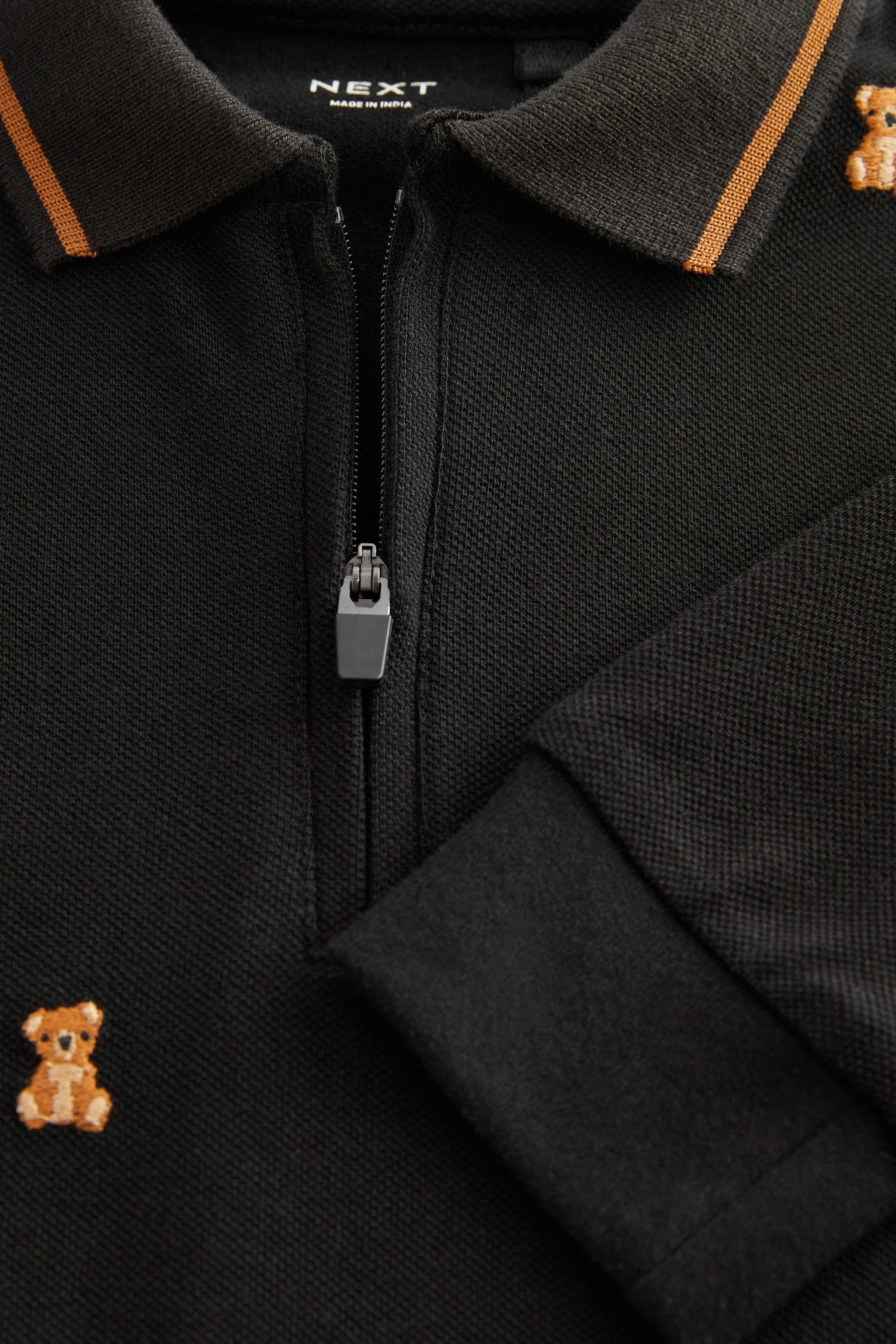 Stickerei Black Bear Next durchgehender Langarm-Poloshirt (1-tlg) Langarm-Poloshirt mit
