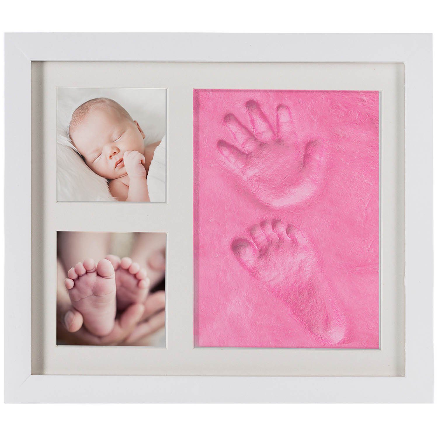 Baby Gipsabdruck Hand und Fuss Bilderrahmen mit 3d Abdruck aus Holz... 