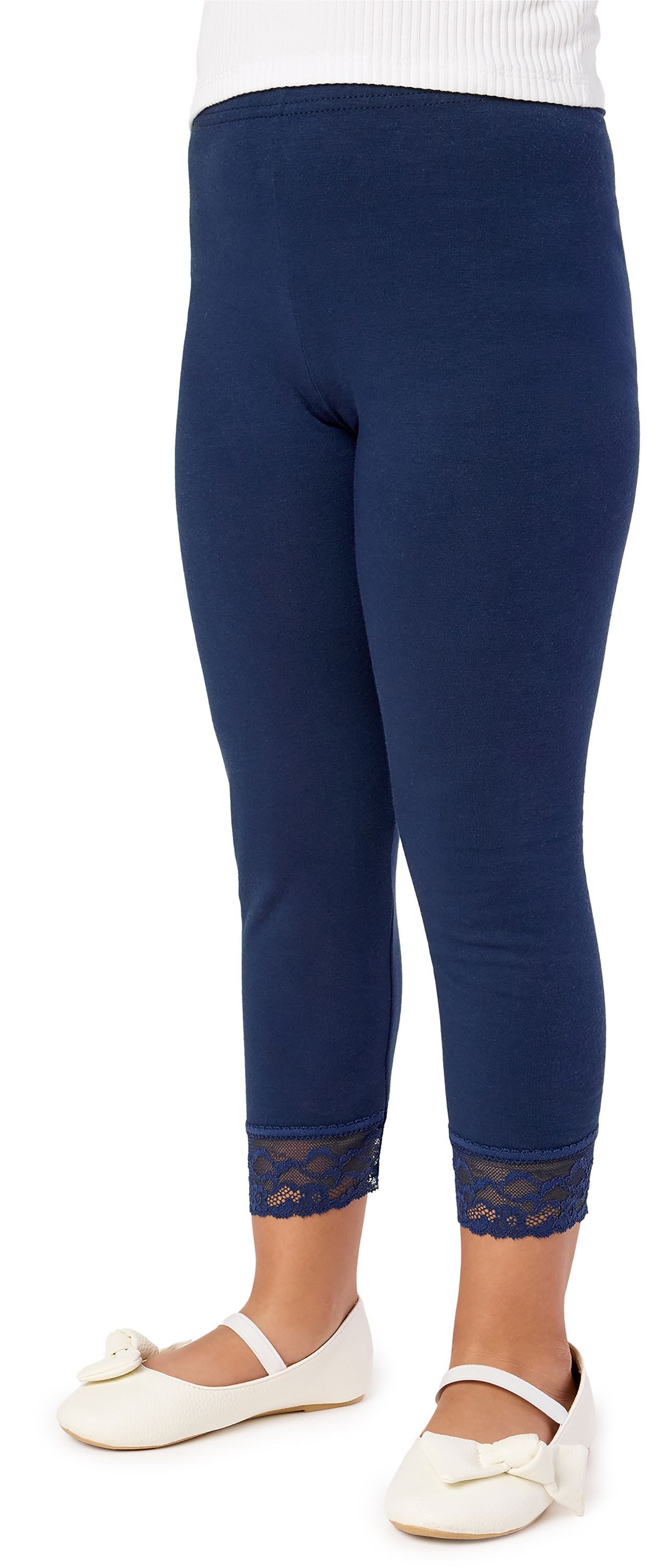 Leggings Mädchen 3/4 Capri Leggings aus Baumwolle mit Spitze MS10-228