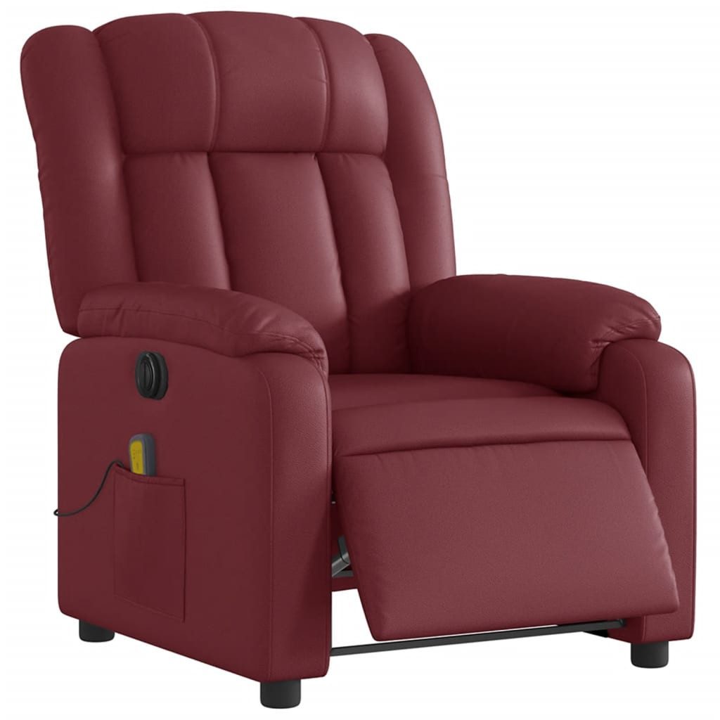 vidaXL Sessel Massagesessel Elektrisch Weinrot Kunstleder günstig online kaufen