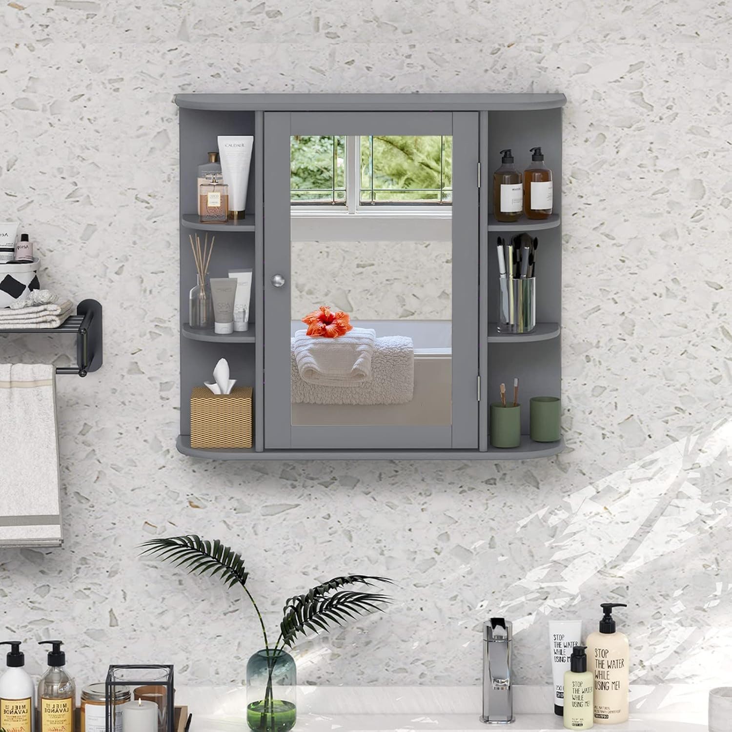 KOMFOTTEU Spiegelschrank Badschrank Hängeschrank Wandschrank mit günstig online kaufen