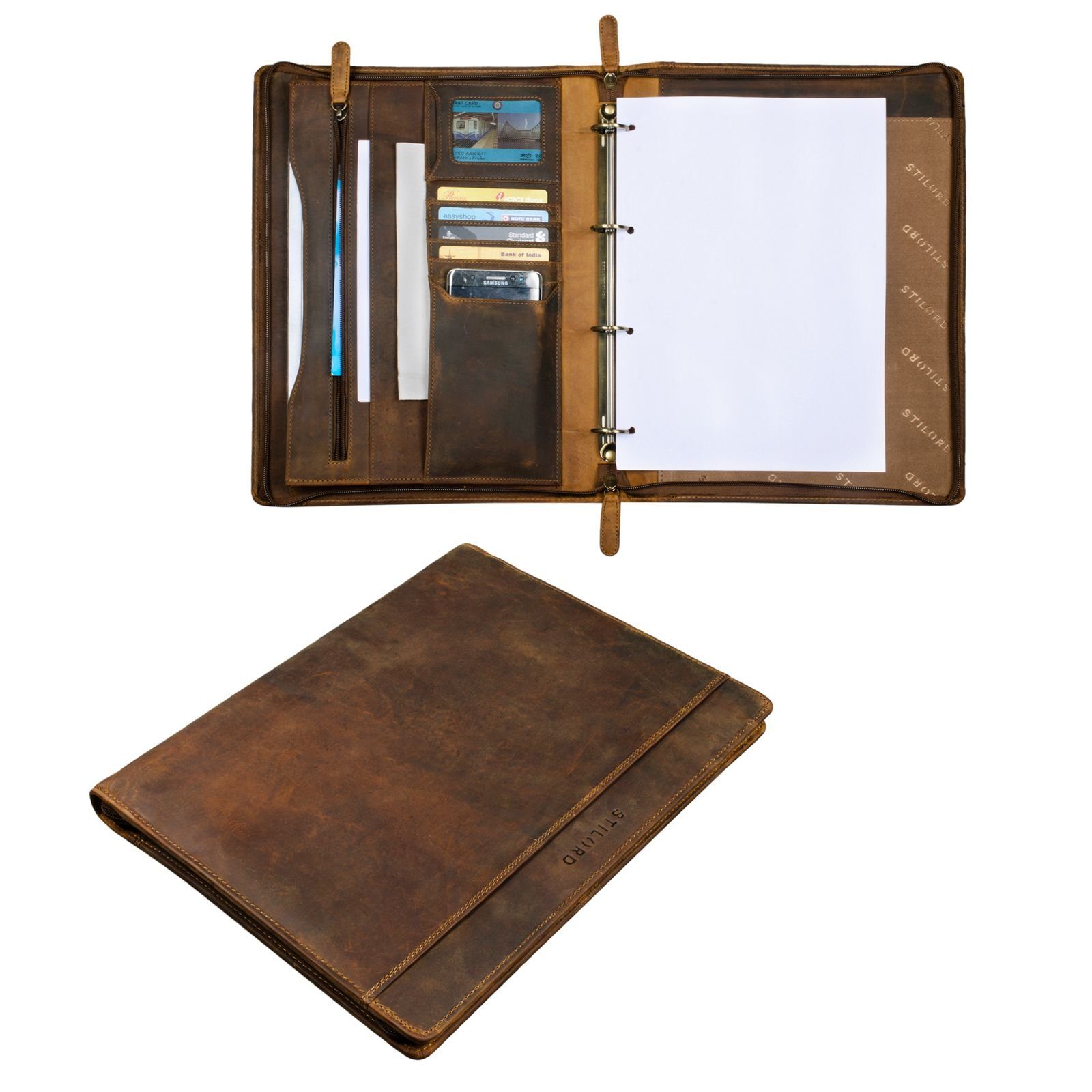 STILORD Konferenzmappe "Josh" Leder Aktenmappe Vintage