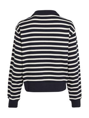 Tommy Hilfiger Sweater SMD BRETON STRIPE 1/2 ZIP HWK Polokragen mit Reißverschlusss, gestreift, Logostickerei
