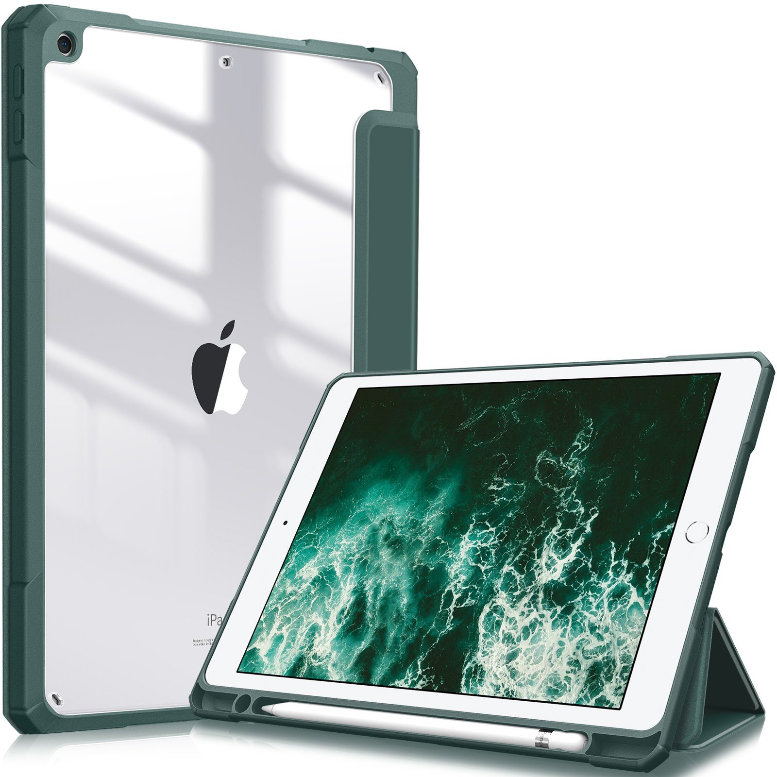 Fintie Tablet-Hülle Hybrid Hülle für 10.2 Zoll iPad 9. Gen 2021/8. Gen 2020/7. Gen 2019, mit Stifthalter - Stoßfeste Schutzhülle mit transparenter Hartschale