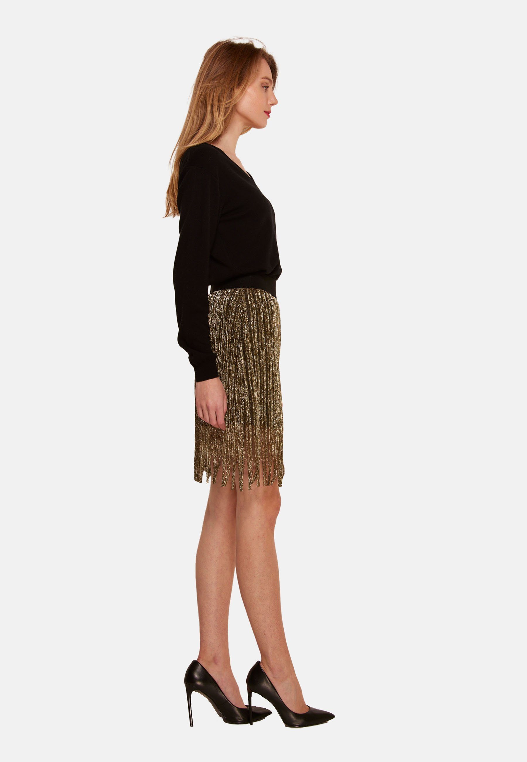 Gold A-Linien-Rock atmungsaktiv Fringe Tooche