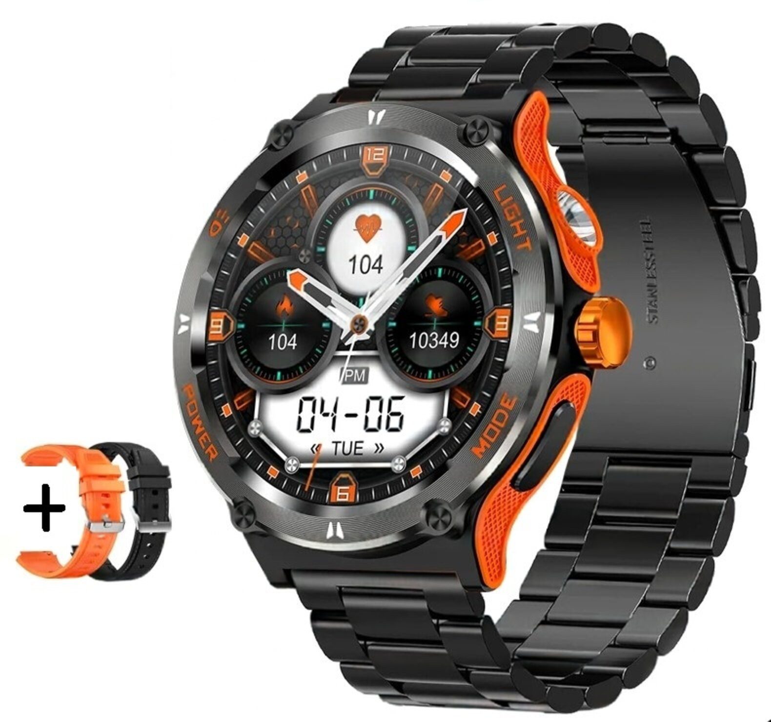 Nagham Ghazal Aswad Smartwatch Sport Tracker Kompass LED Taschenlampe Bluetooth Anruf 2025 Smartwatch (1.53 Zoll)