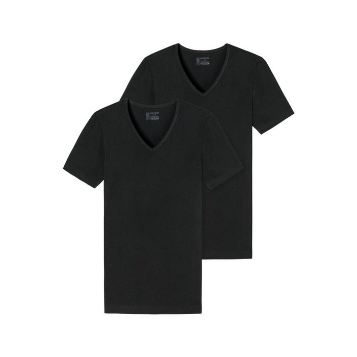 Schiesser Unterhemd 2er-Pack - 95/5 - Organic Cotton (Spar-Set 2-St) Unterhemd / Shirt Kurzarm - Baumwolle - Tiefer V-Aussschnitt