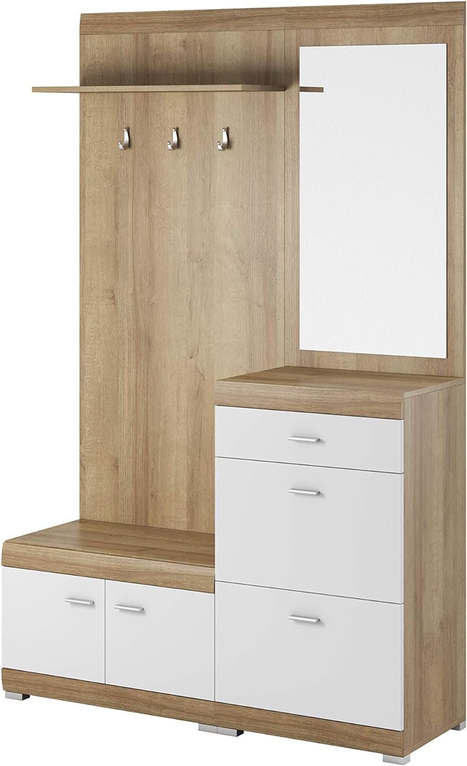 MOEBLO Kompaktgarderobe MIRELLA (Regal Möbel Diele & Flur Kleiderschrank, Schuhschrank, mit Spiegel, Garderobe Flurgarderobe Schrank Kompaktgarderobe Dielenschrank)