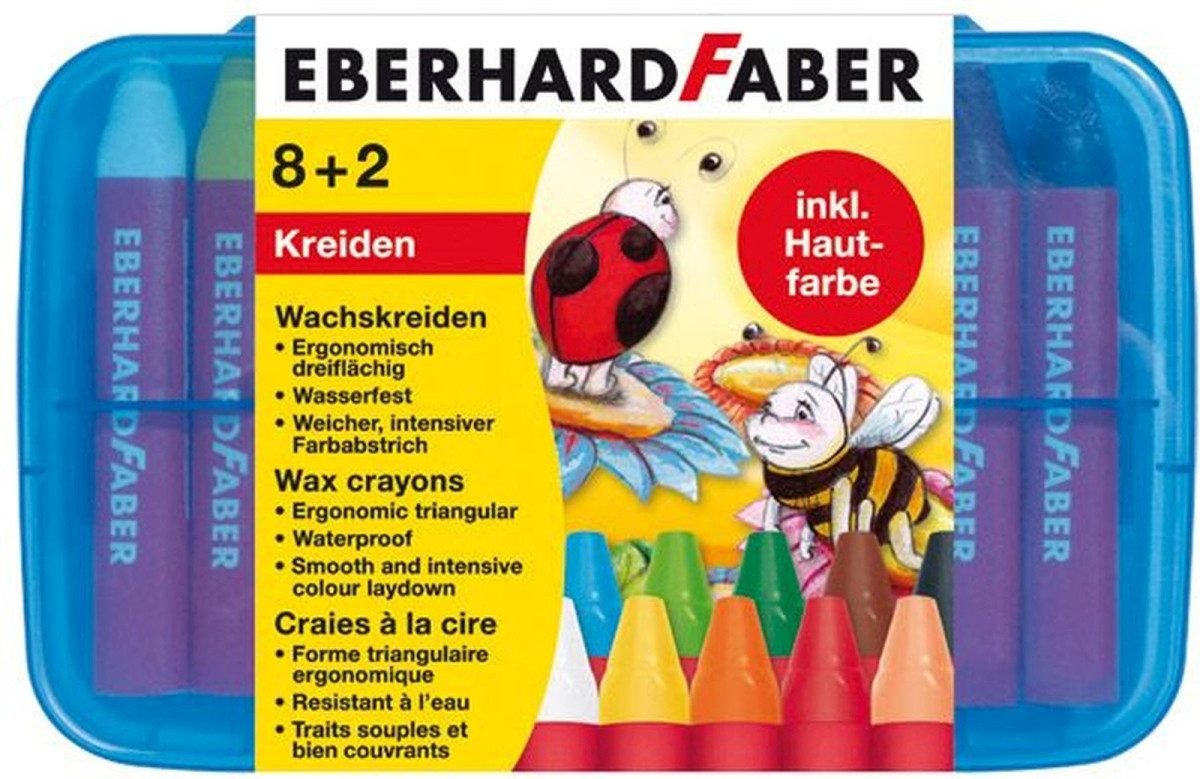 Eberhard Faber Maltuch Wachskreide dreikant VE=8+2 Stück Plastikbox