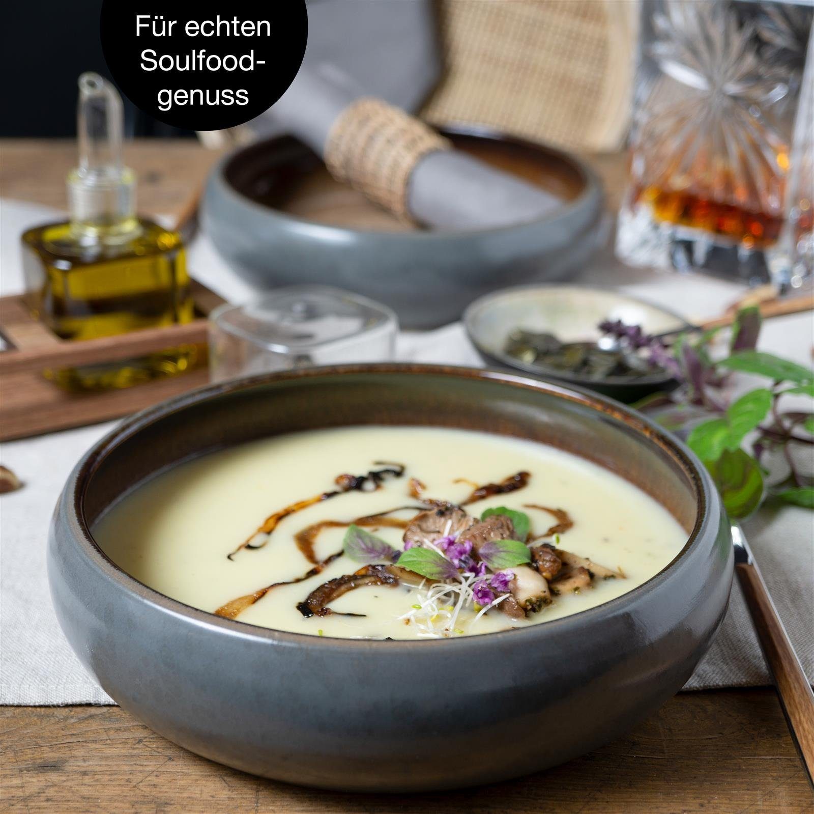 Moritz & Moritz Suppenteller SOLID 4x Suppenteller Beige, (4 St), Bowl Schüssel für Suppe, Nudeln, Salat oder Müsli