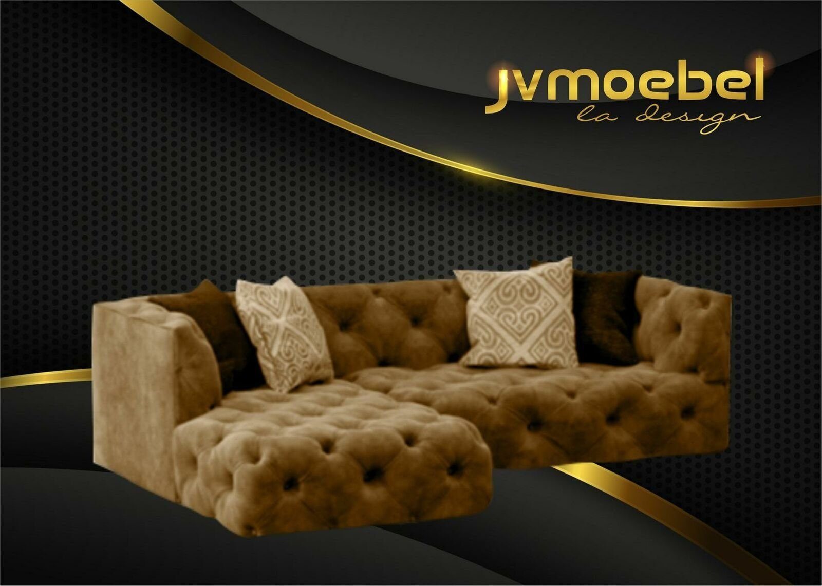 JVmoebel Ecksofa Braunes Chesterfield L-Form Couch Design Polstermöbel Neu, Made in Europe Beige