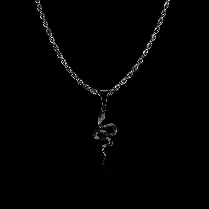 CRBNCNCPT Kette mit Anhänger CRBNCNCPT® Carbon Schlangen Anhänger im Verbund mit einer schwarzen Edelstahlkette Premium Rope Chain Herrn Designer Halskette