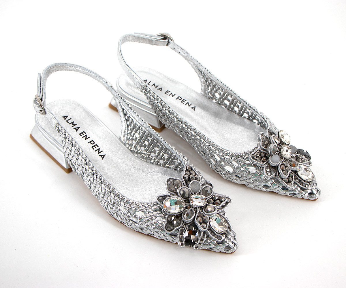 Alma en Pena Alma en Pena Damen Slipper Luna silver - V240367-silver Slipper