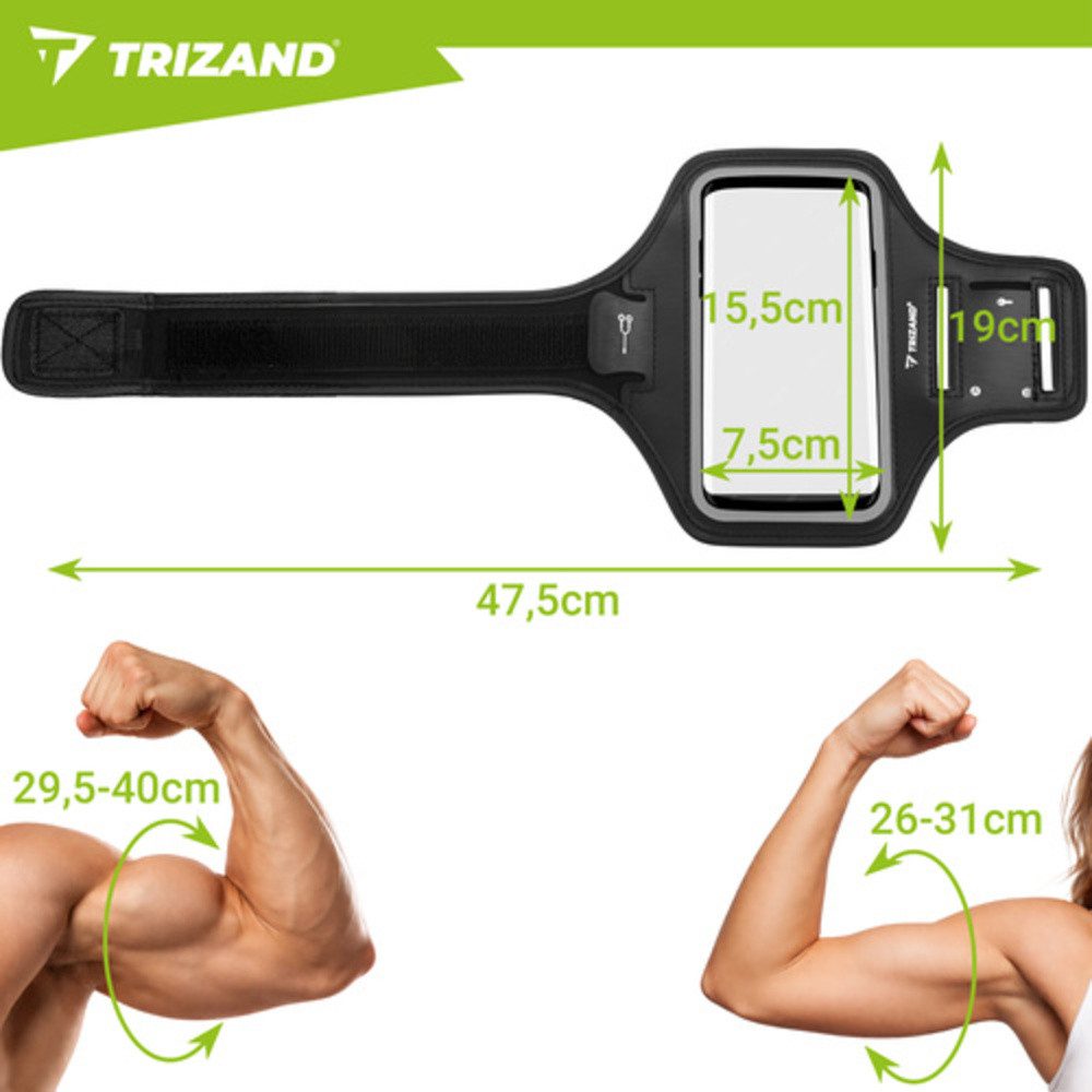 Trizand Laufgürtel Laufgürteltasche Armband Handyhülle (Spar-Set, 1-St., Reflektoren) Zwei praktische Fächer bieten sicheren Stauraum