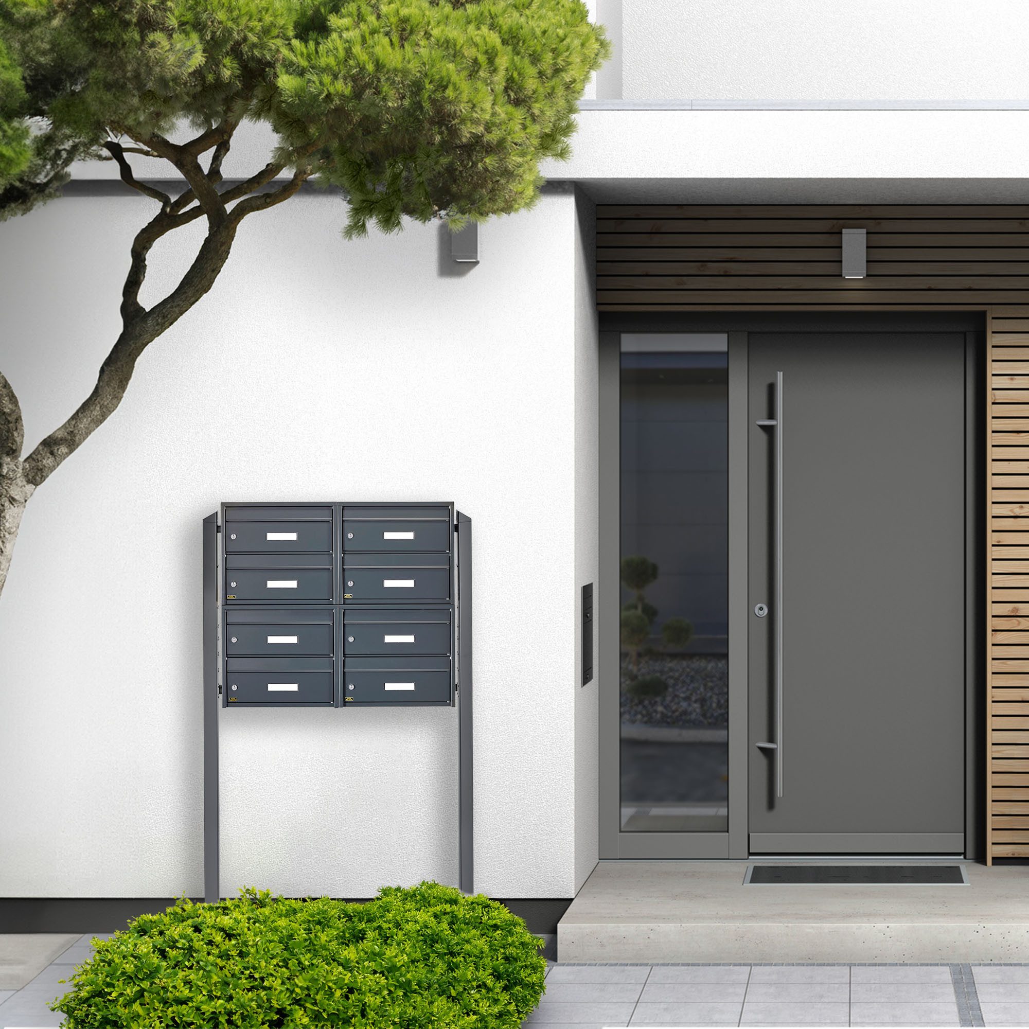 Burg Wächter Briefkastenanlage 8 Parteien anthrazit Briefkästen freistehend mit Standfuß