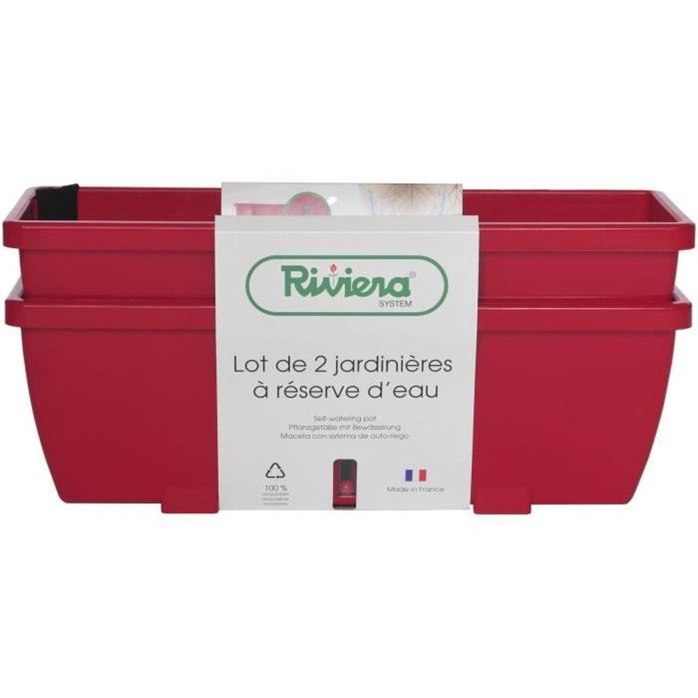 Riviera System Balkonkasten RIVIERA EVA Blumenkasten – 2er-Set – Kunststoff – 57 cm – Rot