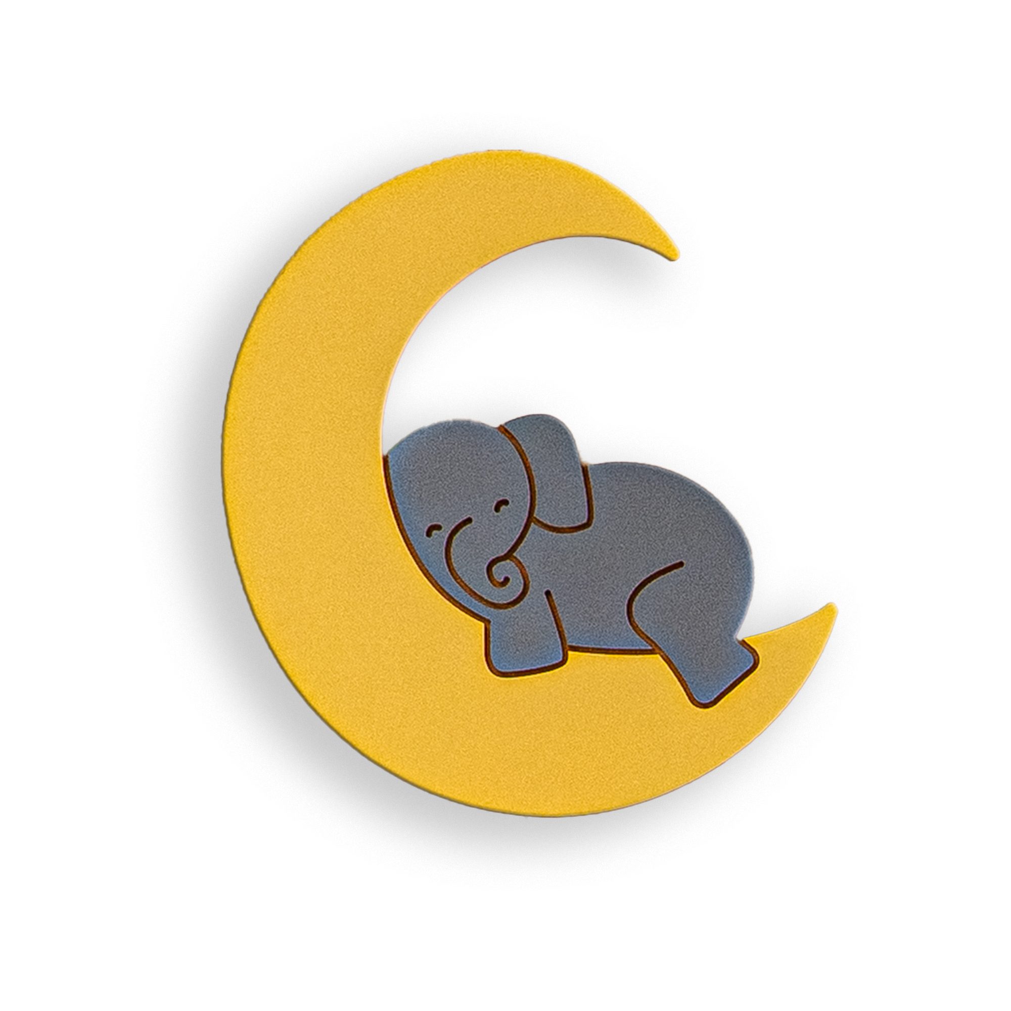 COZYCOLLECTIONS LED Wandleuchte Handbemaltes LED-Wandnachtlicht „Elefant auf dem Mond“ in Holzoptik, Warmweiß, Montessori-Design: ruhige Formen, warmes LED, kabellos