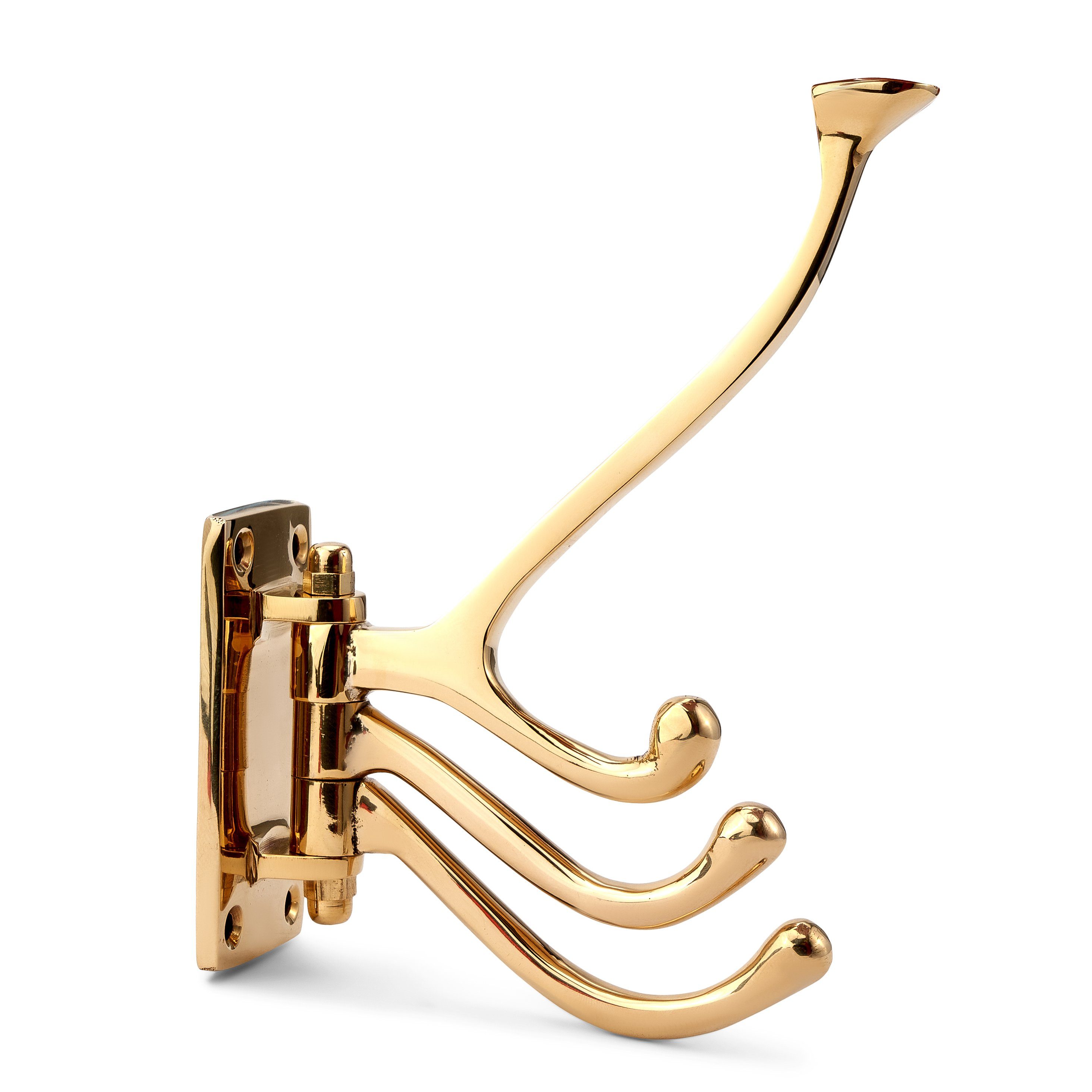 NKlaus Dekofigur 4-facher Kleiderhacken schwenkbar Messing massiv gold Maritim Garderob, Made in Germany | Dekofiguren