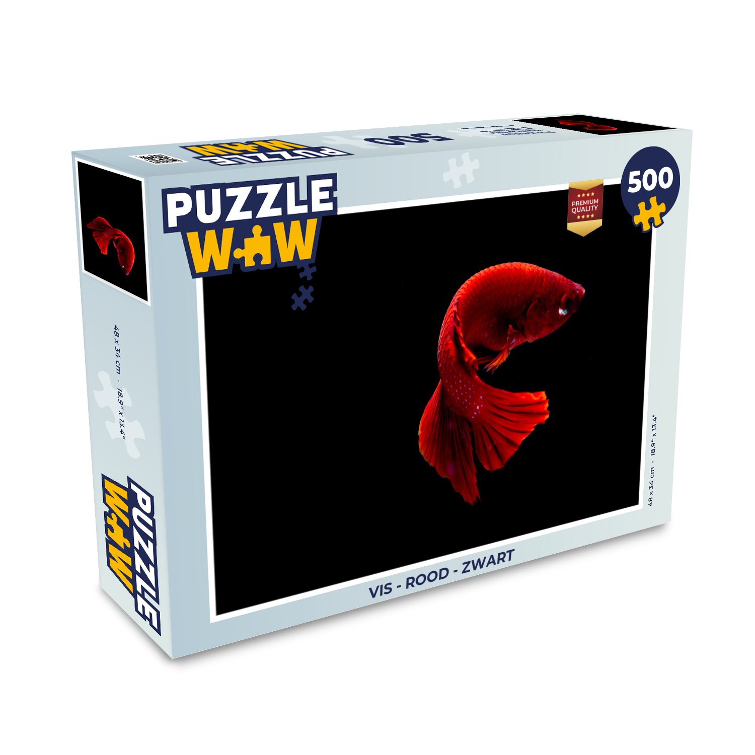 MuchoWow Puzzle Fisch - Rot - Schwarz, 500 Puzzleteile, Foto-Puzzle, Bilderrätsel, Puzzlespiele, Spielzeug