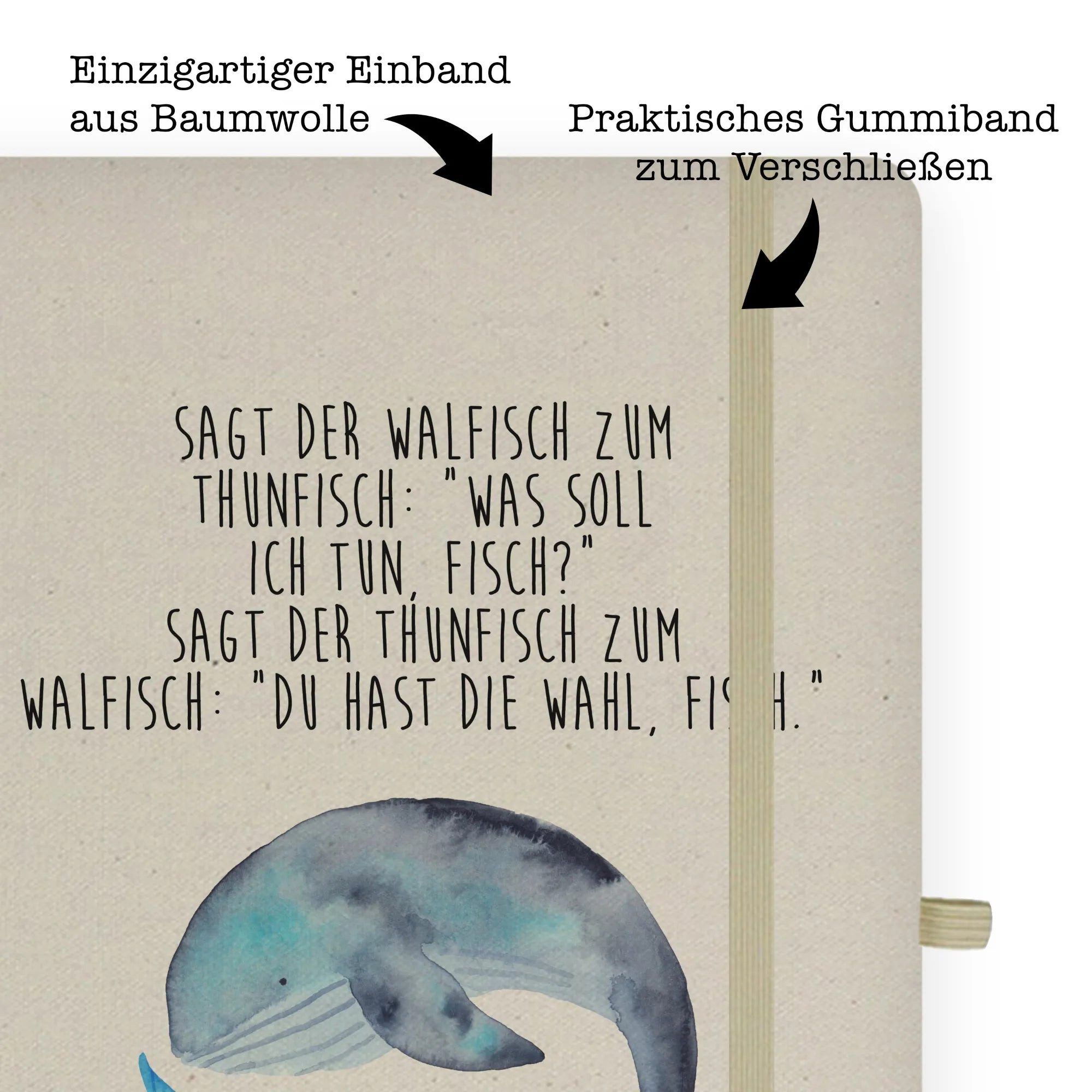 Thumbnail - Mr. & Mrs. Panda Notizbuch Walfisch Thunfisch - Transparent - Geschenk, Notizbuch A4 Blanko, Not Mr. & Mrs. Panda, Langl...