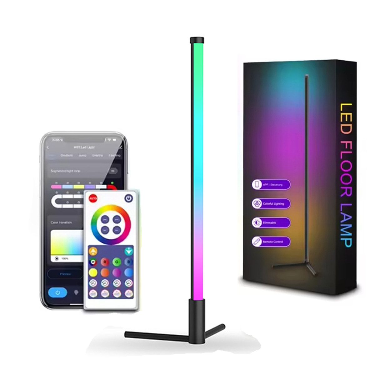 LED Stehlampe LED-Streifen Mit WIFI & APP-Steuerung RGE Dimmbar, Music Sync 40cm