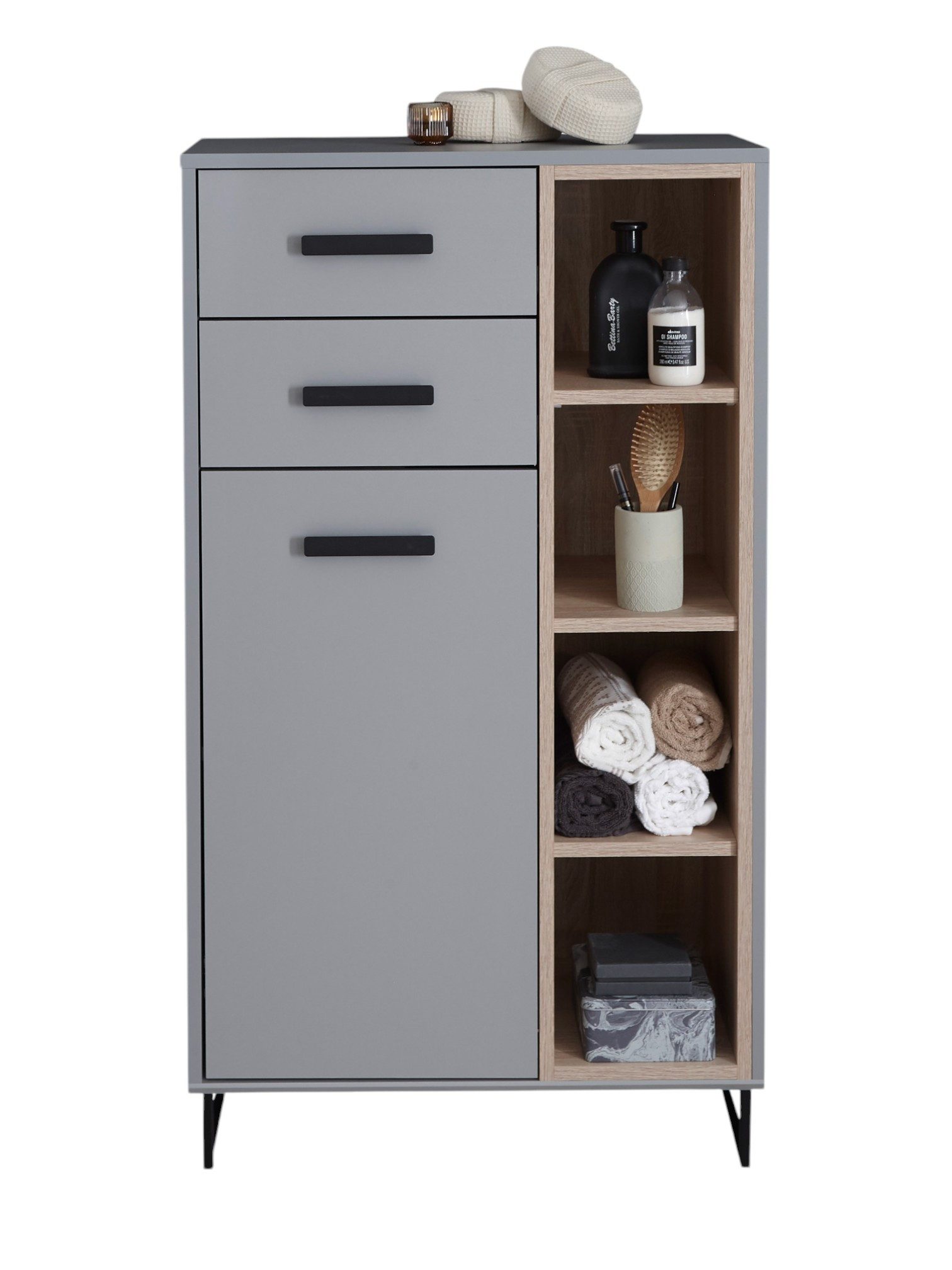 moebel-dich-auf Hochkommode TOURS (Highboard, Badschrank mit offenen Fächern), Breite 65 cm