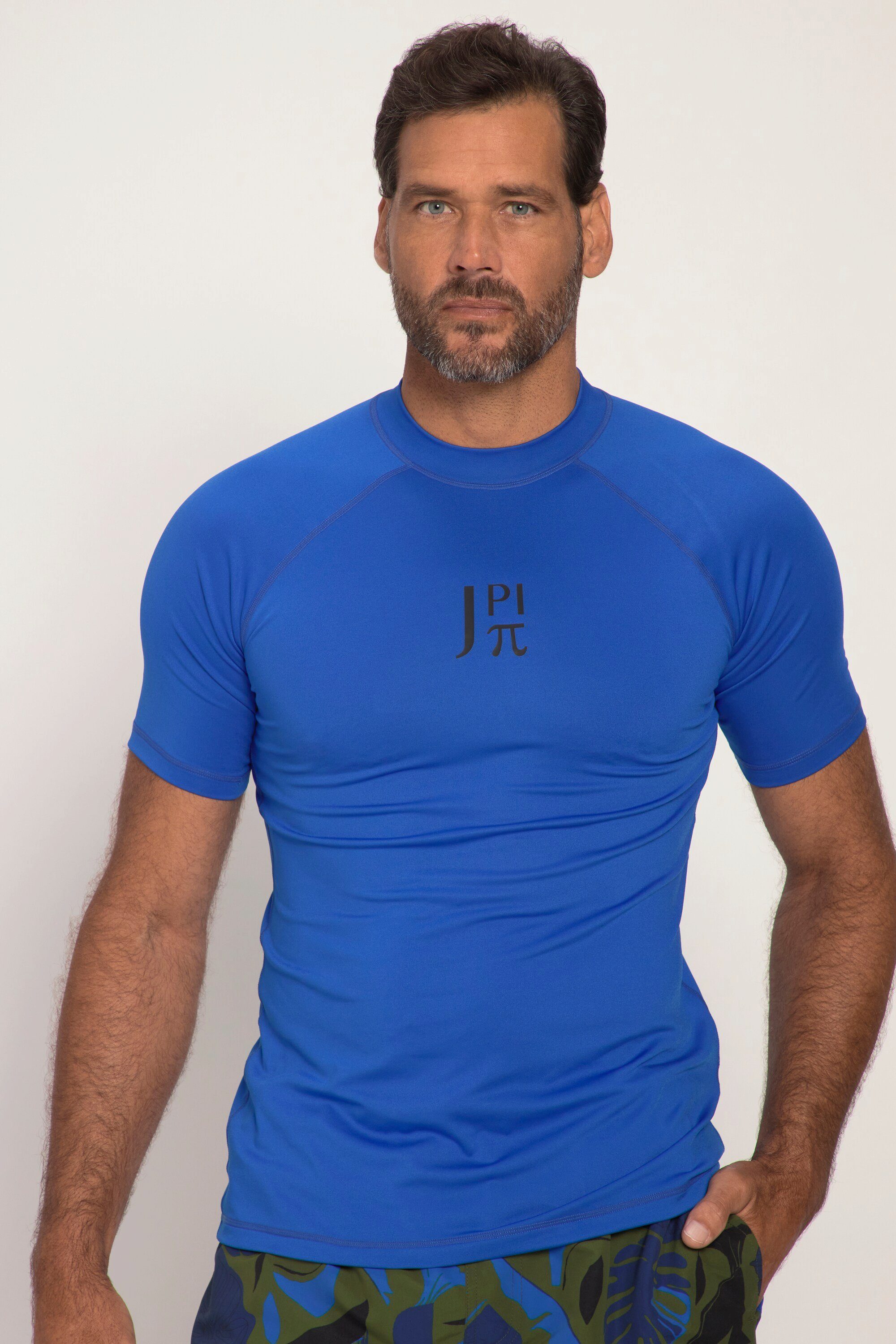 JP1880 T-Shirt Schwimmshirt Halbarm Stehkragen UV-Schutz blau