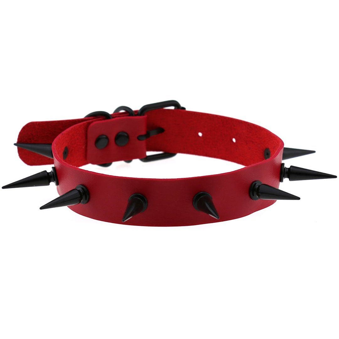Sandritas Erotik-Halsband Halsband mit Nieten - rot, schwarz