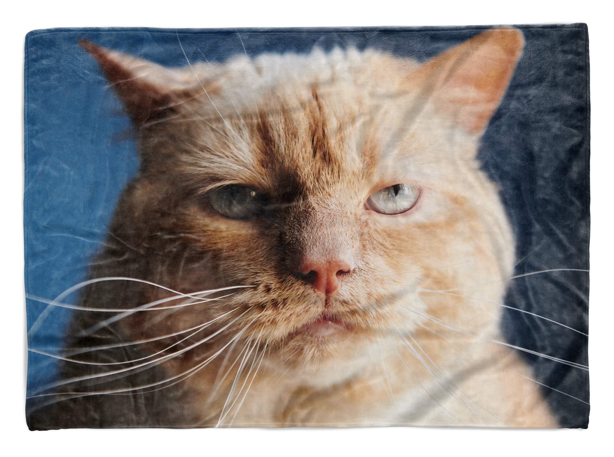 Sinus Art Handtücher Handtuch Strandhandtuch Saunatuch Kuscheldecke mit Tiermotiv Katze schaut Böse, Baumwolle-Polyester-Mix (1-St), Handtuch | Saunahandtücher