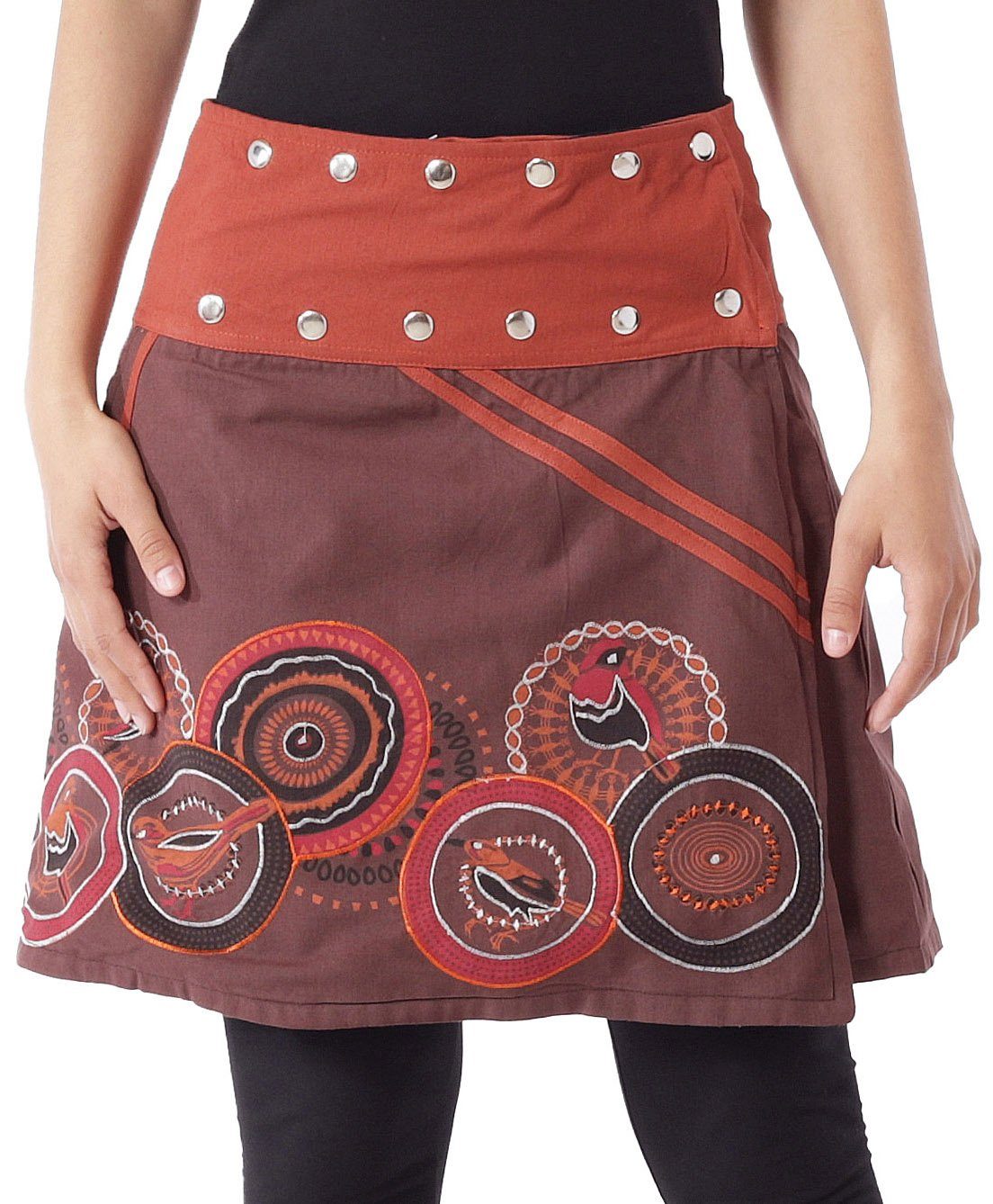 PUREWONDER Wickelrock Damen Rock mit Vögeln günstig online kaufen