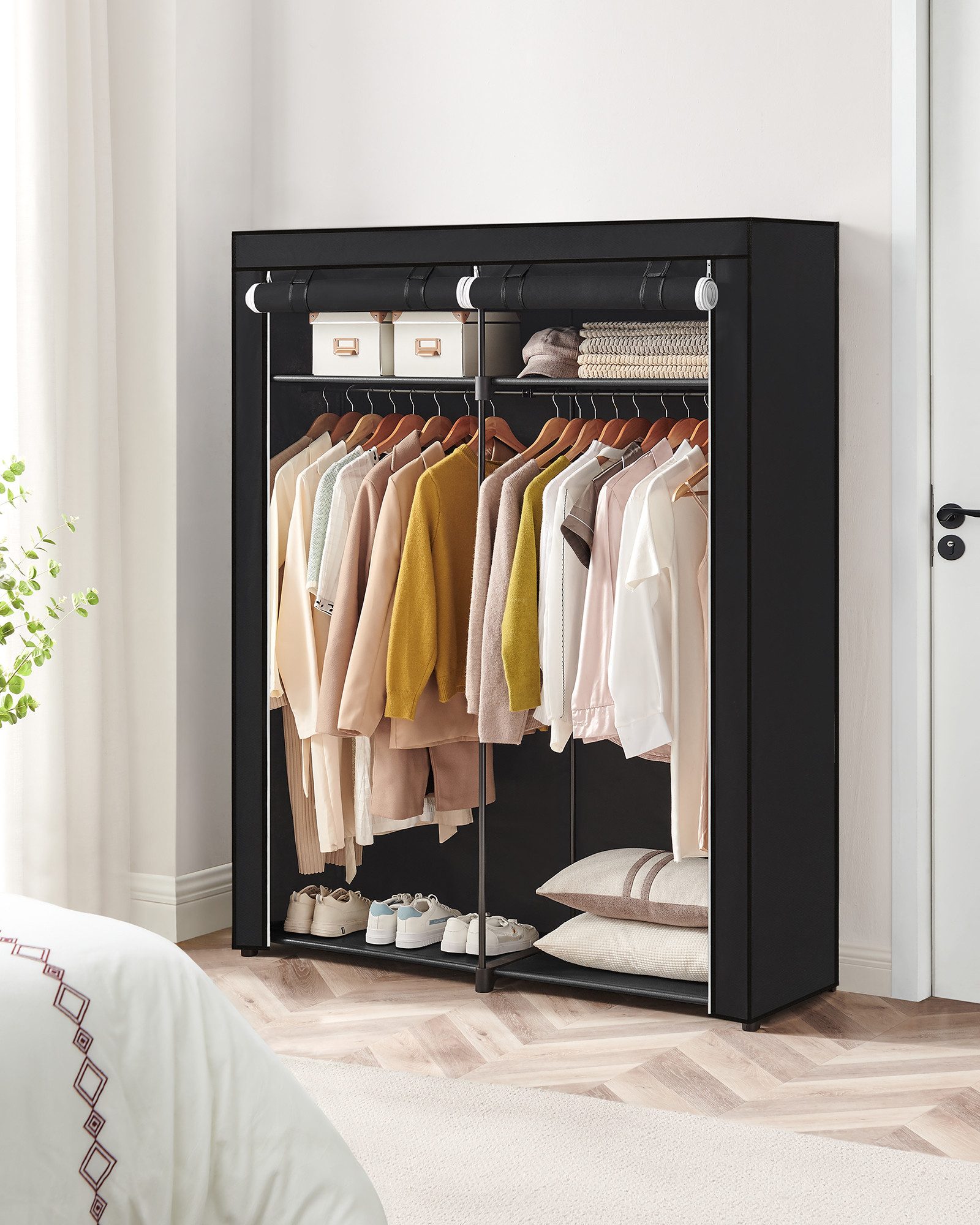 SONGMICS Stoffschrank mit Stangen zum Aufhängen, faltbar, 140 x 43 x 174 günstig online kaufen