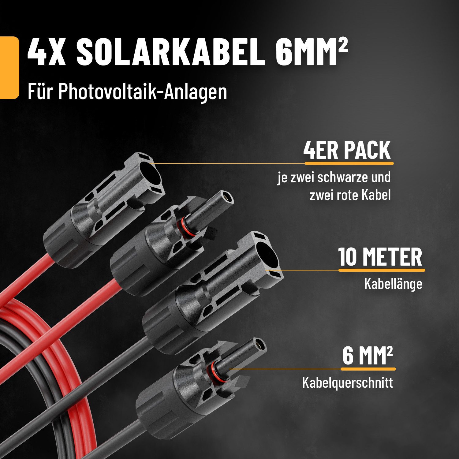 ABSINA 2x 2 Solarkabel 6mm2 10m H1Z2Z2-K schwarz & rot - PV Kabel 6mm2 10m Solarkabel – Bild 2 von 5