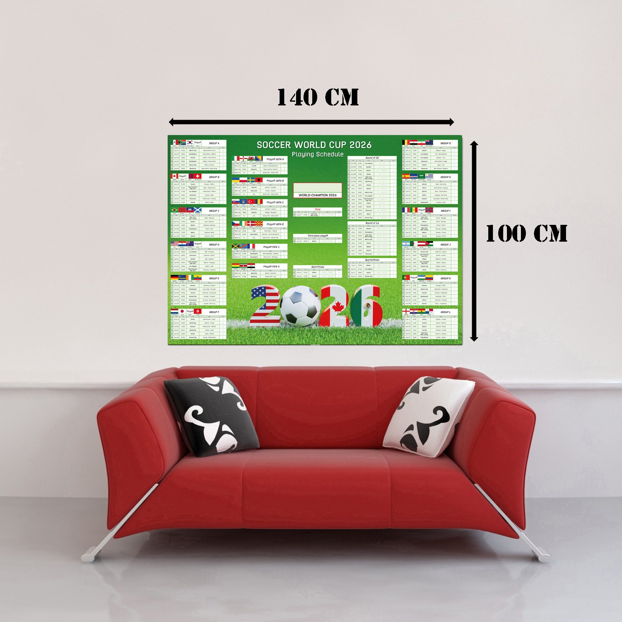 Poster Soccer World Cup 2026 – XXL Wall Planner (100x140 cm)