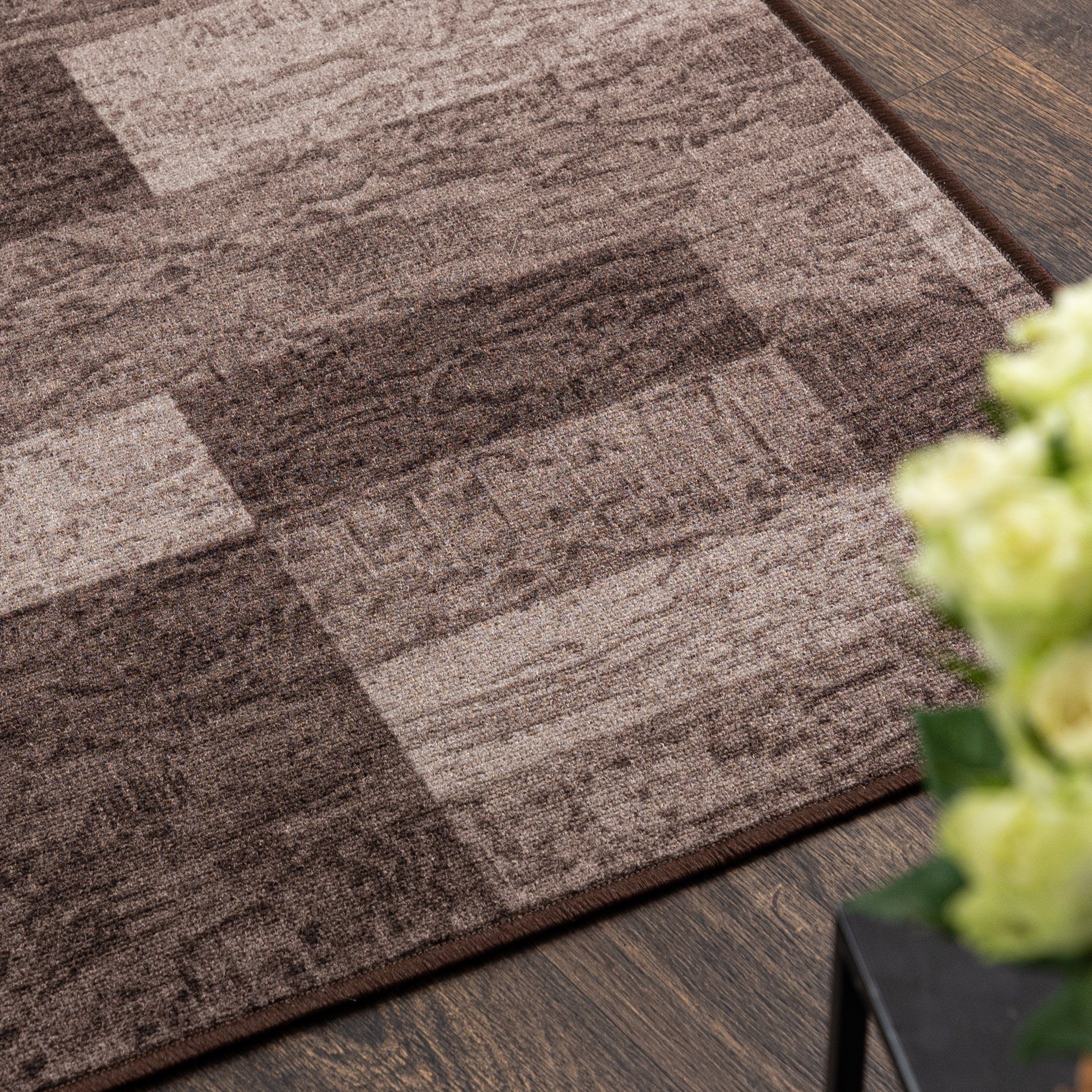 Mazovia Läufer Läufer Teppichläufer Brücke - Vorzimmer Küche - Braun, 67 x 100 cm, Kurzflor, Rutschfest, Meterware, Verschiedene Größen