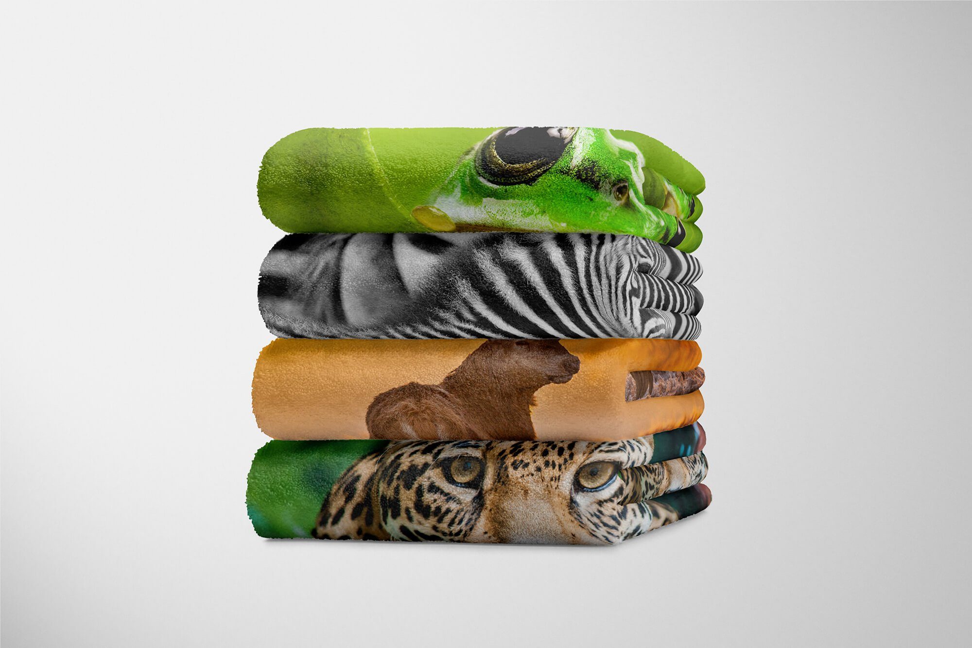 Baumwolle-Polyester-Mix Kuscheldecke Handtuch Strandhandtuch Tiermotiv Sonnen, Hirsch Sinus Handtuch Handtücher mit Saunatuch Wald (1-St), Art