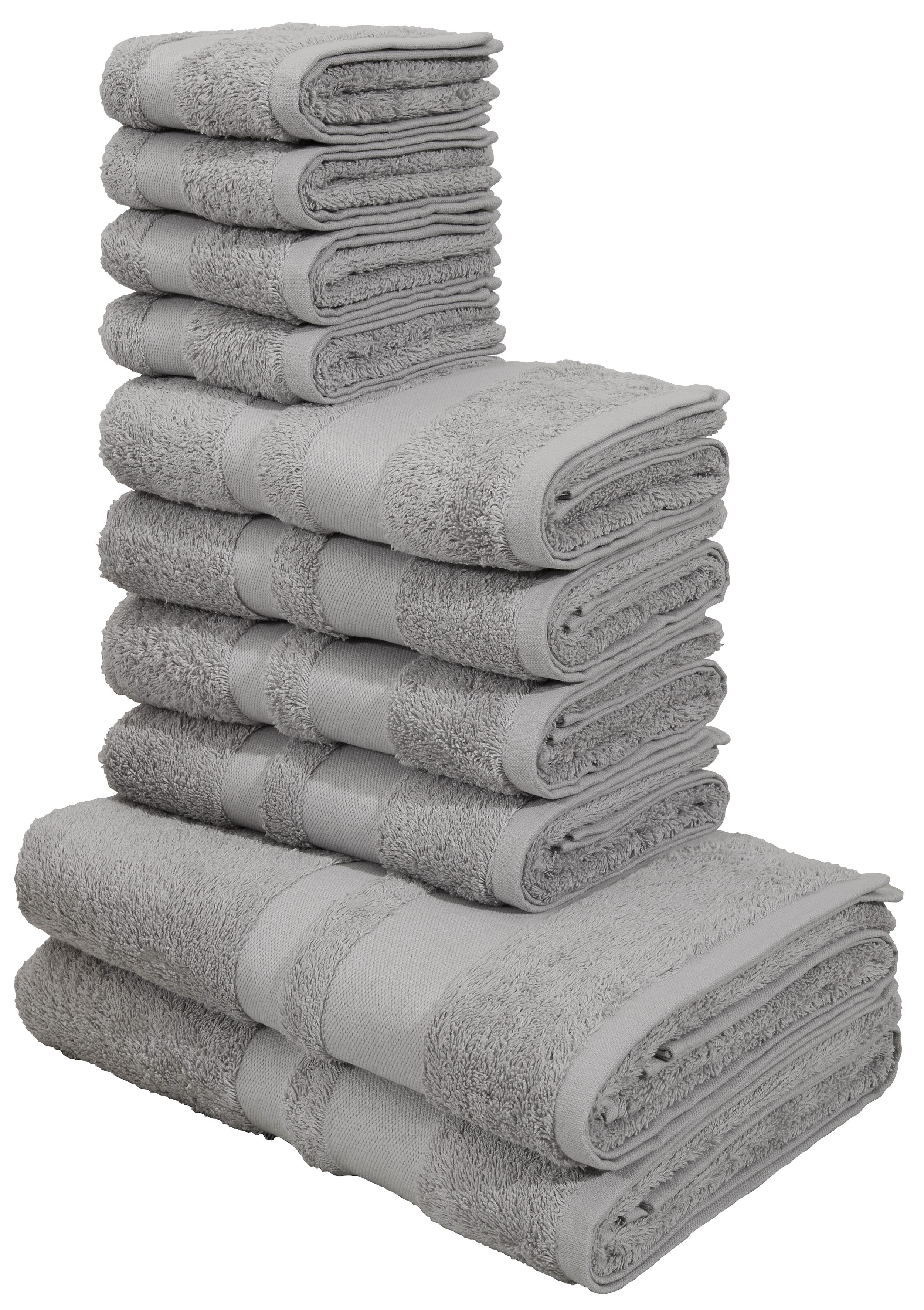 OTTO home Handtuch Set Vanessa, 10-tlg Handtuch-Set, weich, in Standard- und Premium-Qualität, Walkfrottee (Set, 10-St), 100% Baumwolle, Duschtücher, Handtücher, Gästetücher, mit Bordüre