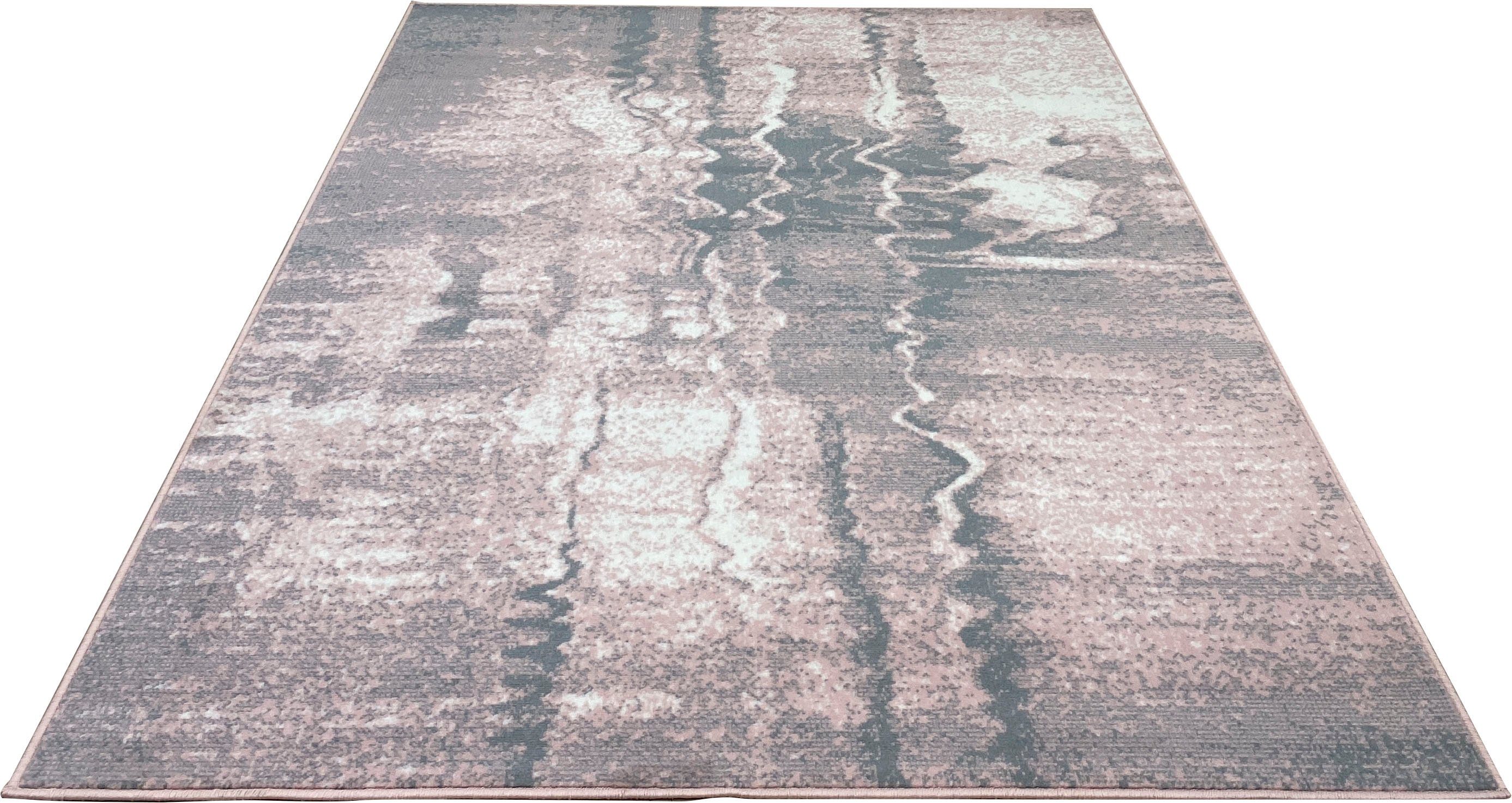 Teppich Izabelle, my home, rechteckig, Höhe: 7 mm, modernes Design, Kurzflor-Teppich im Vintage-Design rosé