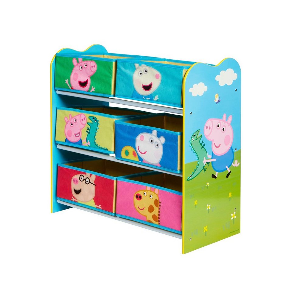 Moose Toys Kinderregal Peppa Pig - zur Spielzeugaufbewahrung mit 6 Kisten  für Kinder