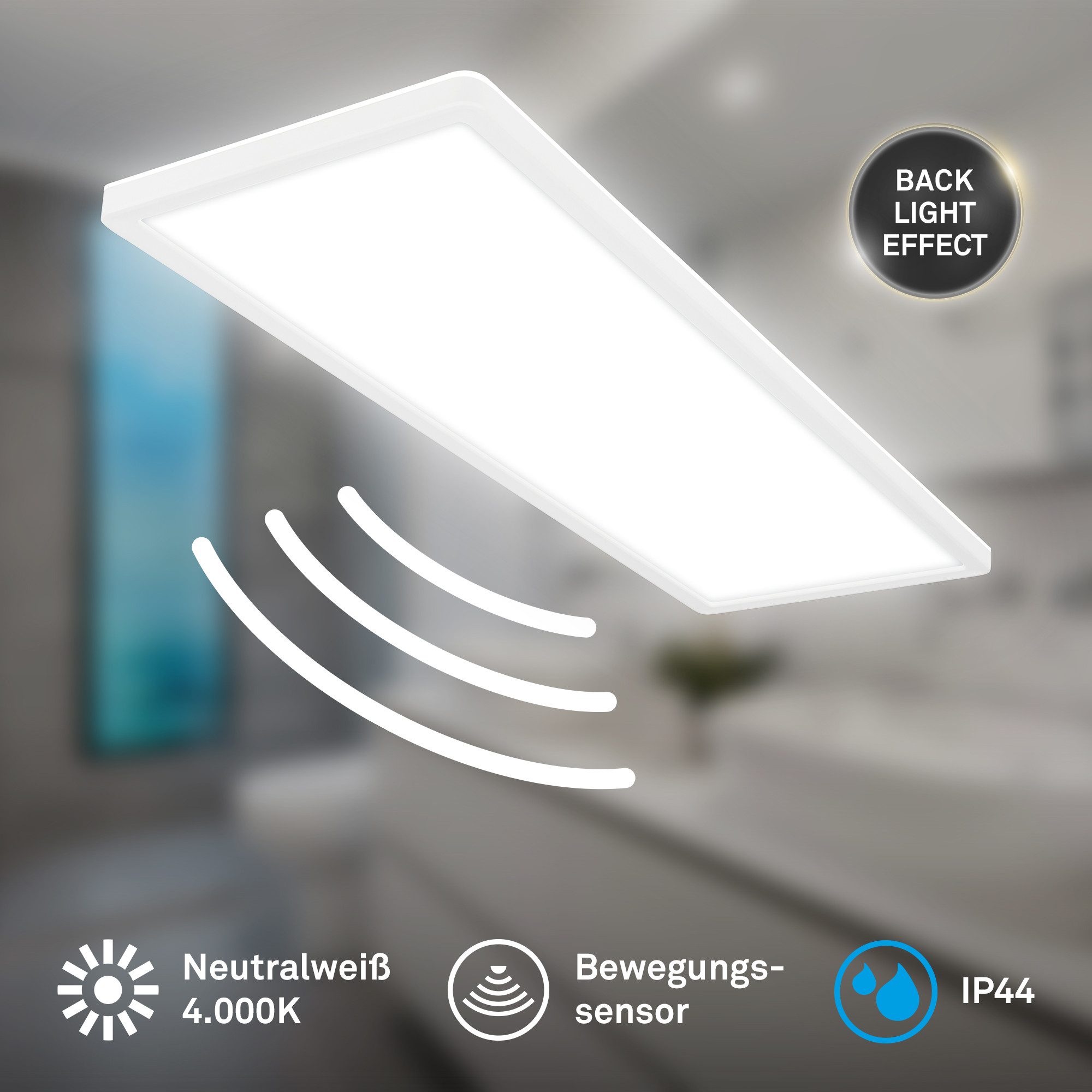Briloner Leuchten Deckenleuchte LED Deckenlampe Badlampe Bewegungsmelder Badezimmer Keller Flur, LED fest integriert, 4000K, LED Badlampe versch. Modelle Weiß Badezimmer Keller Flur Küche