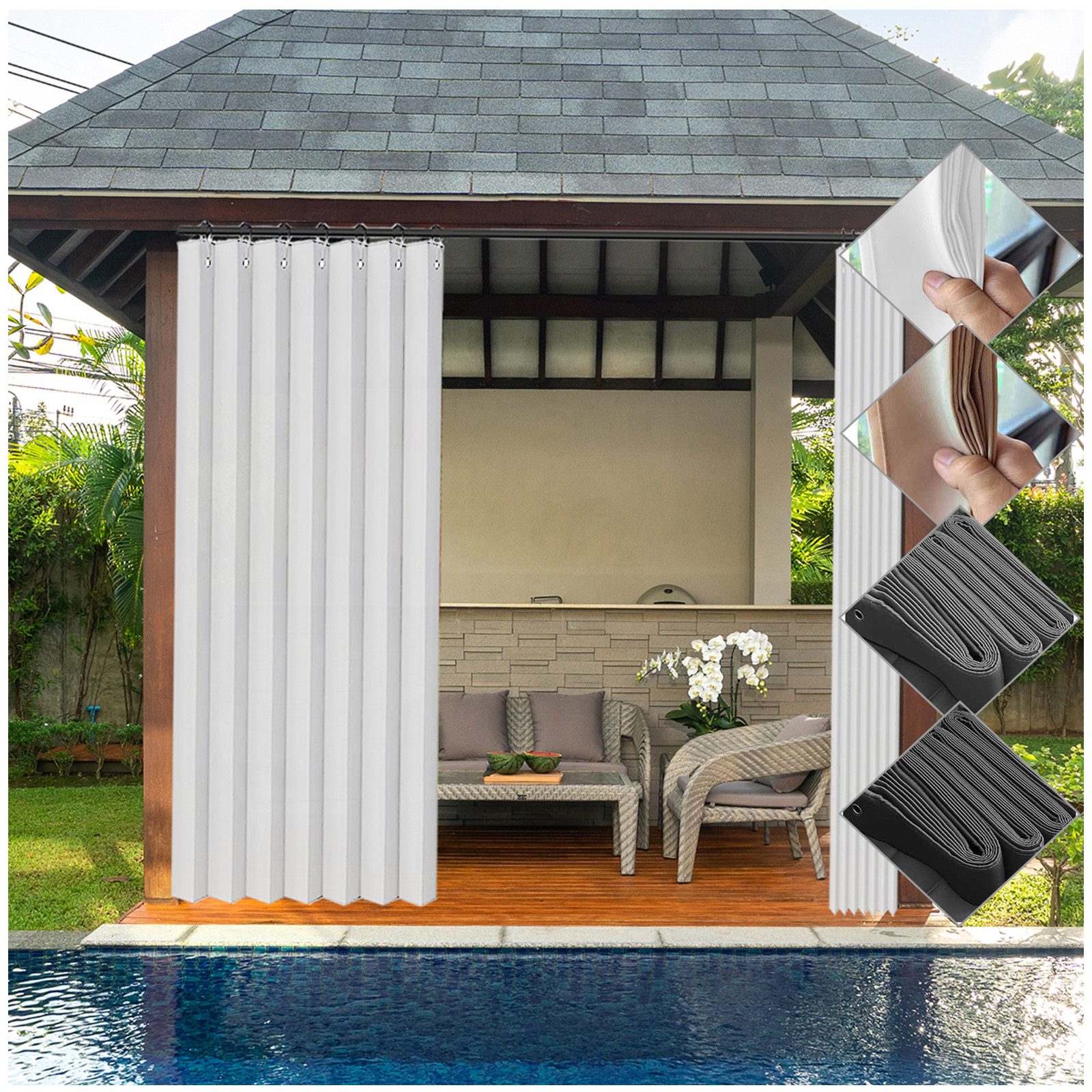 Jibenhome Outdoorvorhang Sichtschutz Vorhang Raumteiler, Wasserdicht günstig online kaufen
