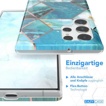 EAZY CASE Handyhülle IMD Motiv Cover für Samsung Galaxy S22 Ultra 5G 6,8 Zoll, Etui Silikonhülle Dünn Design Ultra Case kratzfest Marmor Blau Grün