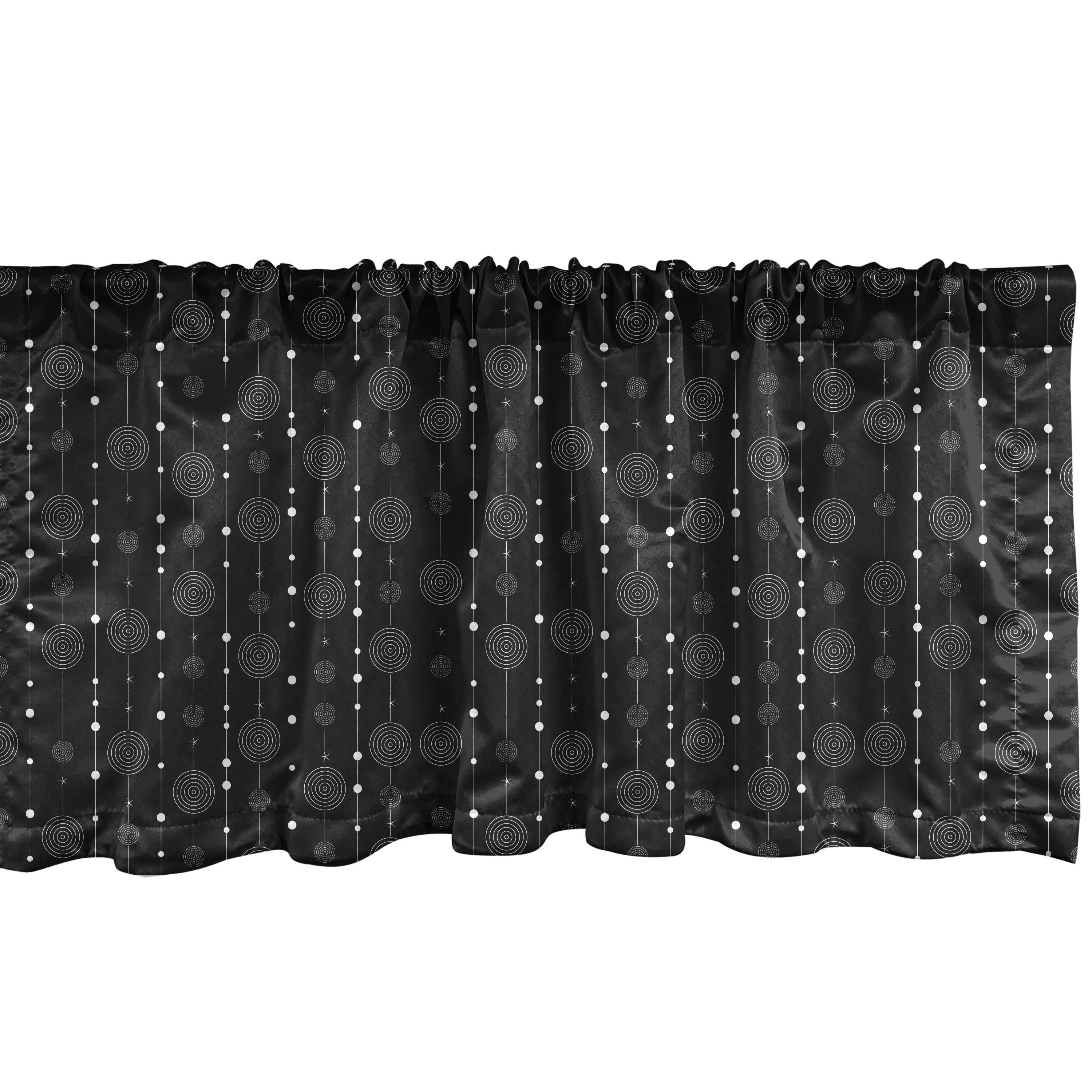 Scheibengardine Vorhang Volant für Küche Schlafzimmer Dekor mit Stangentasche, Abakuhaus, Microfaser, Abstrakt Kreise hängend auf Linien