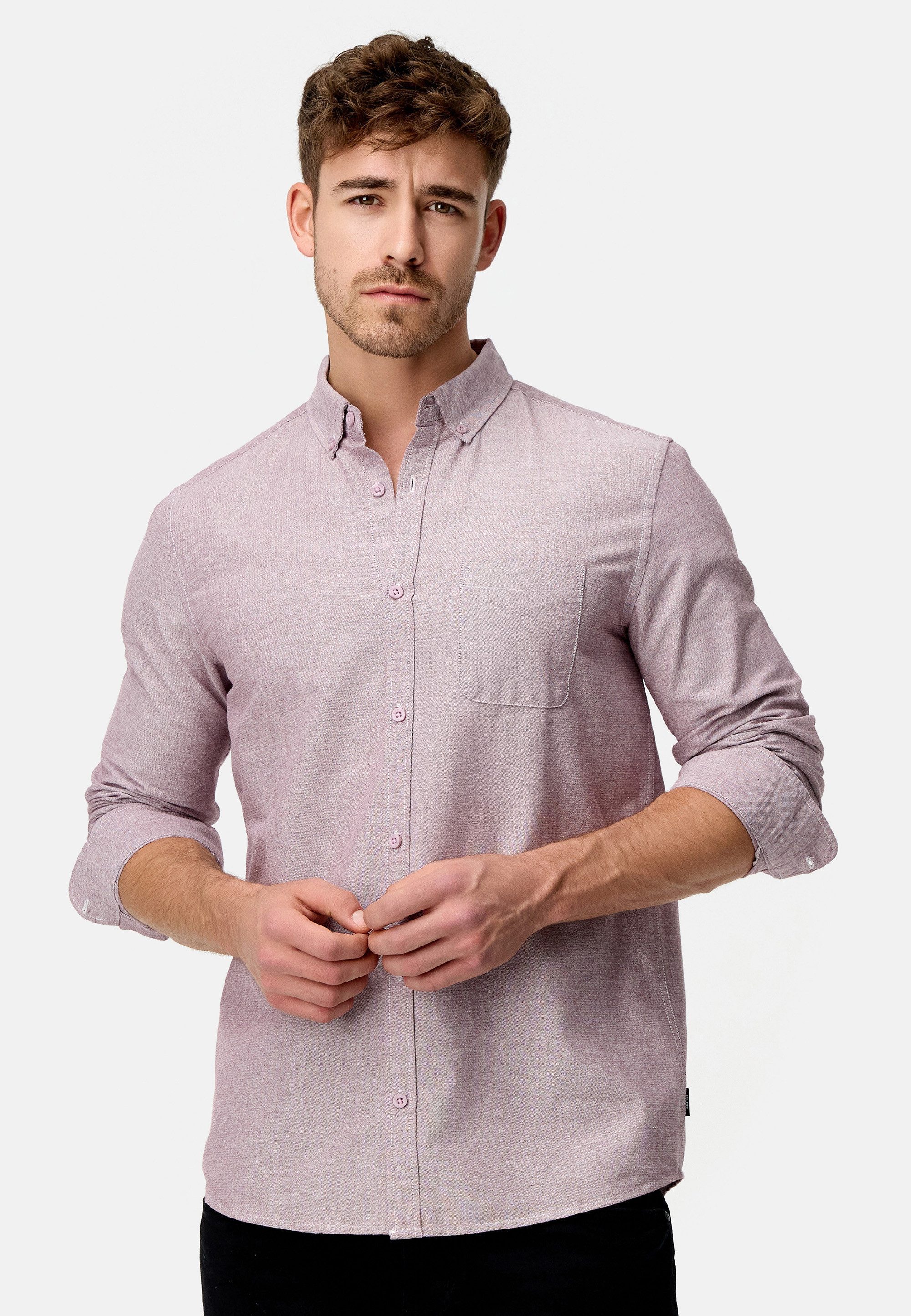 Indicode Langarmhemd Herren Kepner Herrenhemd Langarm mit Button-Down-Krage günstig online kaufen